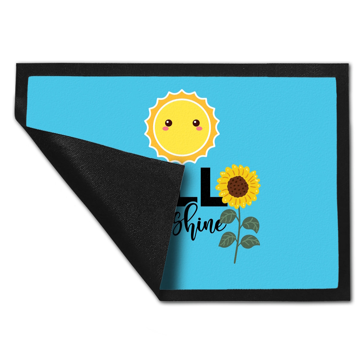 Gute Laune Fußmatte in 35x50 cm in hellblau mit Spruch Hello Sunshine