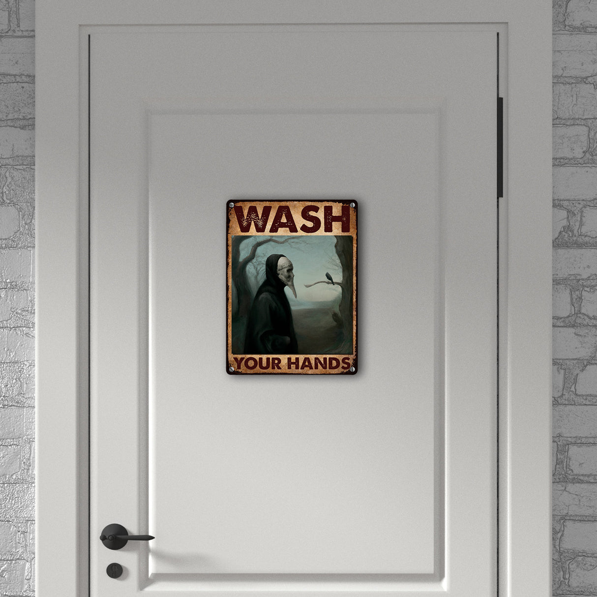 Pestdoktor Metallschild in 15x20 cm mit Spruch Wash your Hands