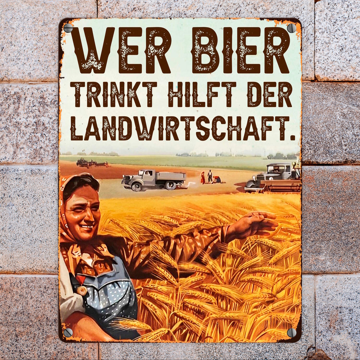 Wer Bier trinkt hilft der Landwirtschaft Metallschild in 15x20 cm