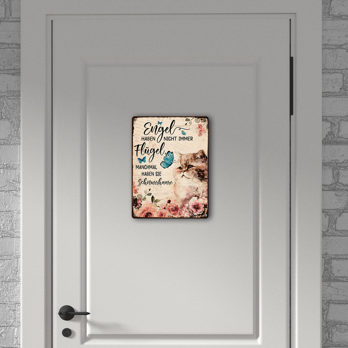 Katzen sind Engel Metallschild in 15x20 cm mit Spruch für Katzenbesitzer
