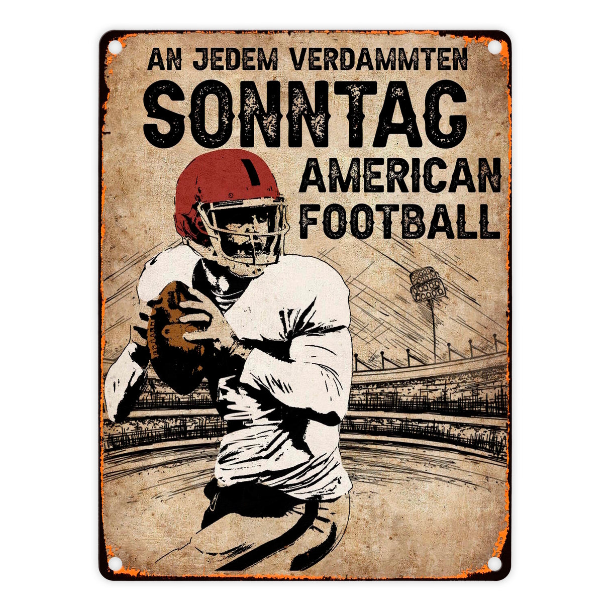 American Football Metallschild in 15x20 cm für echte Footballfans