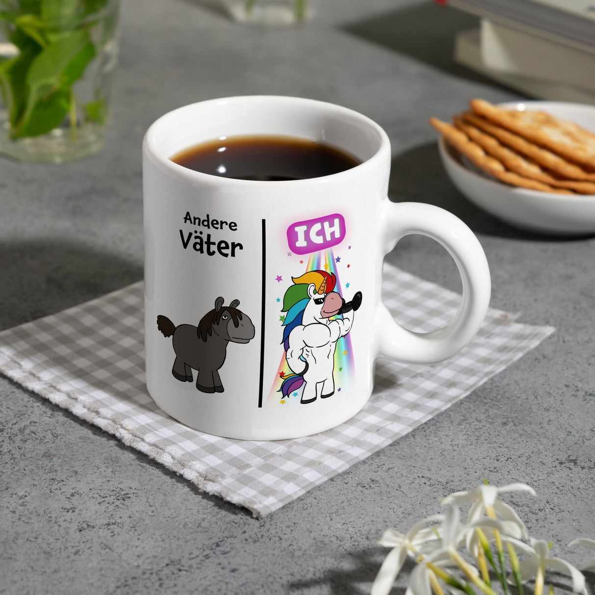 Andere Väter - ICH Kaffeebecher zum Vatertag mit coolem Einhorn