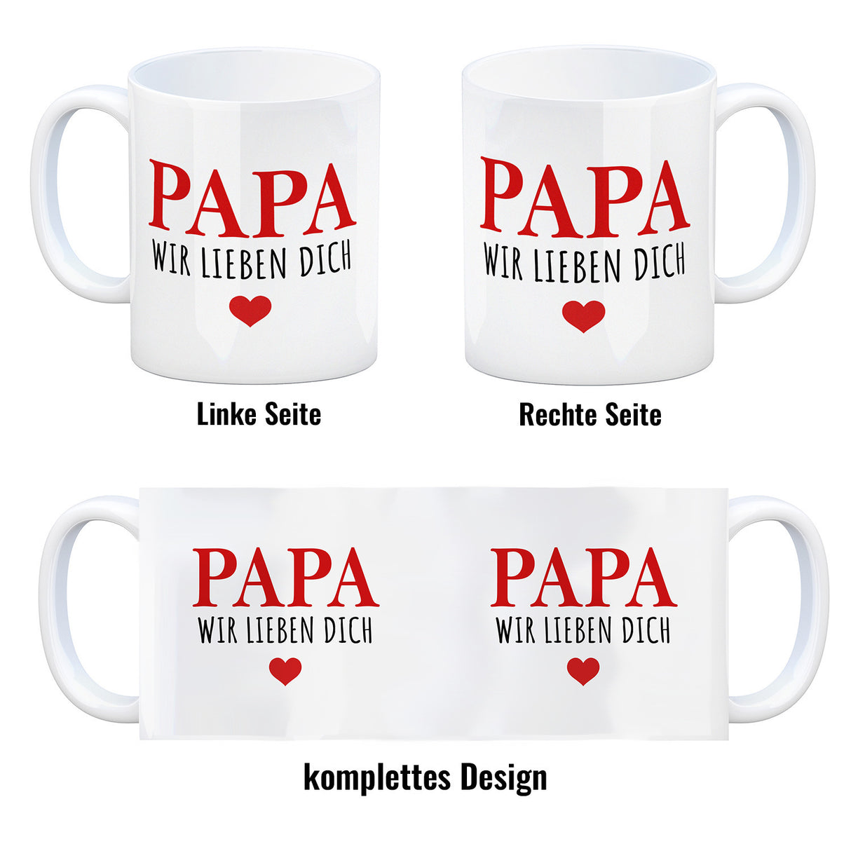 Papa wir lieben dich Kaffeebecher mit Herz