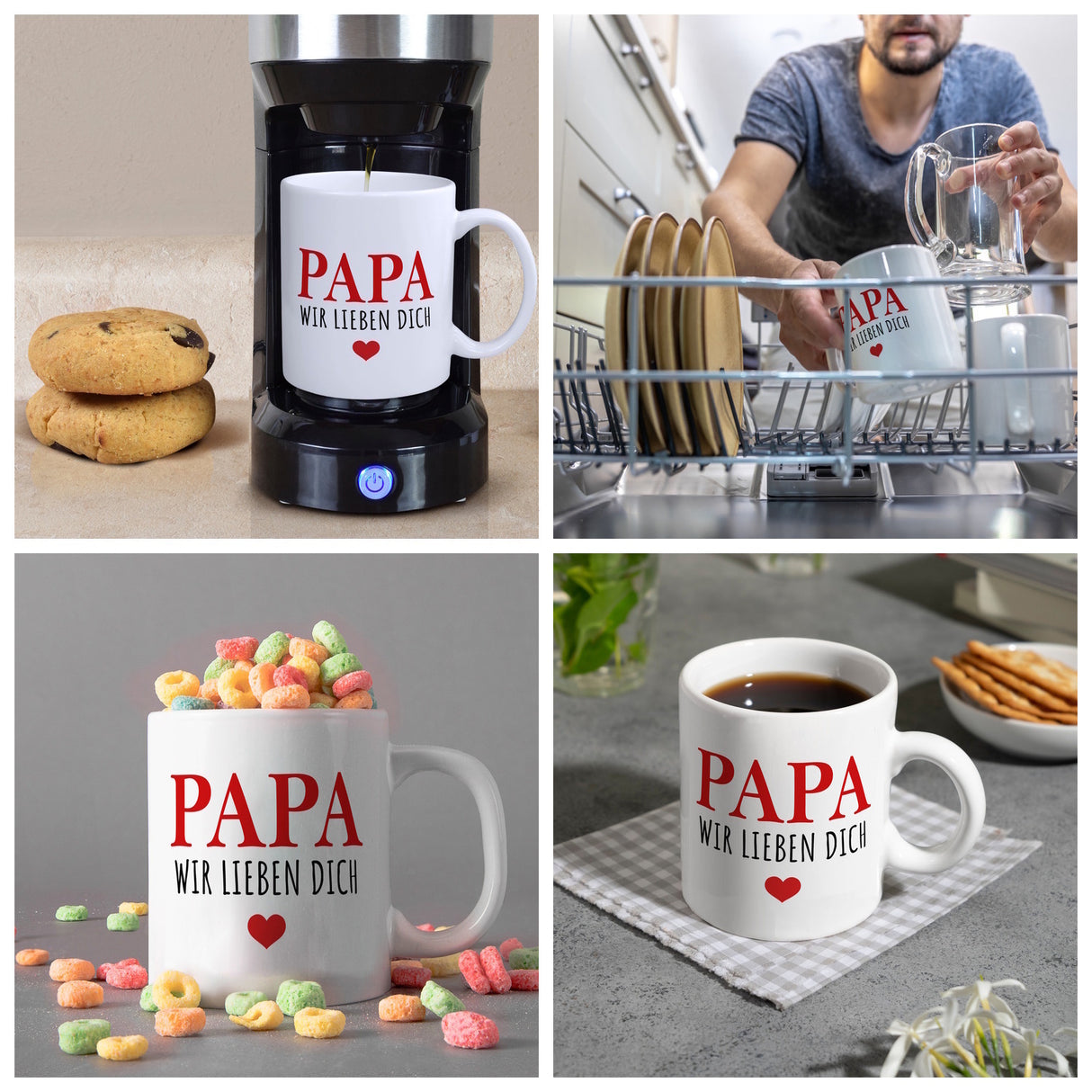 Papa wir lieben dich Kaffeebecher mit Herz