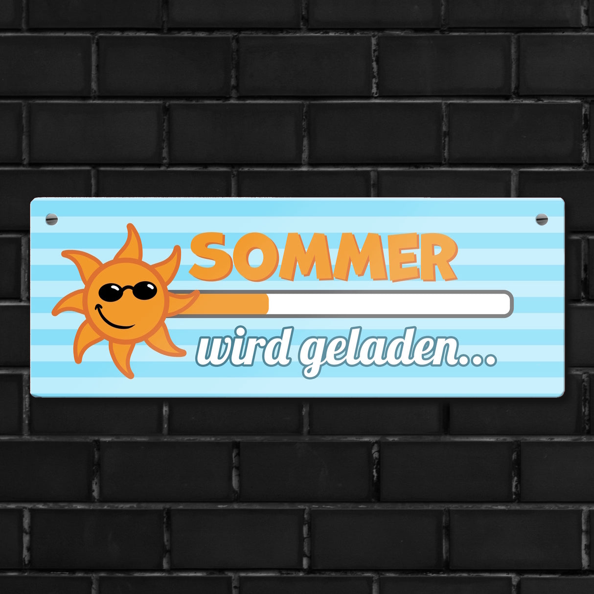 Sommer wird geladen Ladebalken Metallschild mit cooler Sonne