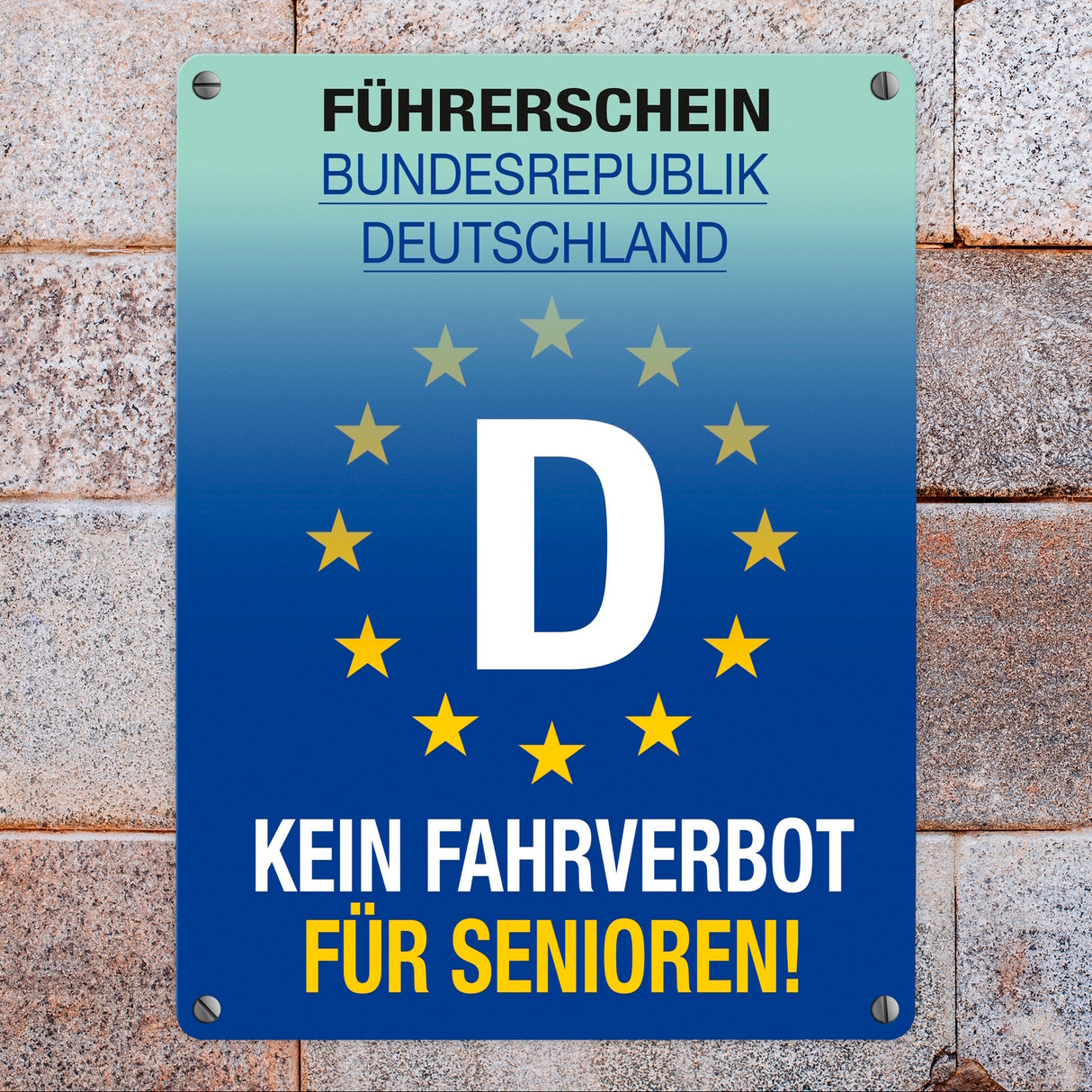 Kein Fahrverbot für Senioren Metallschild