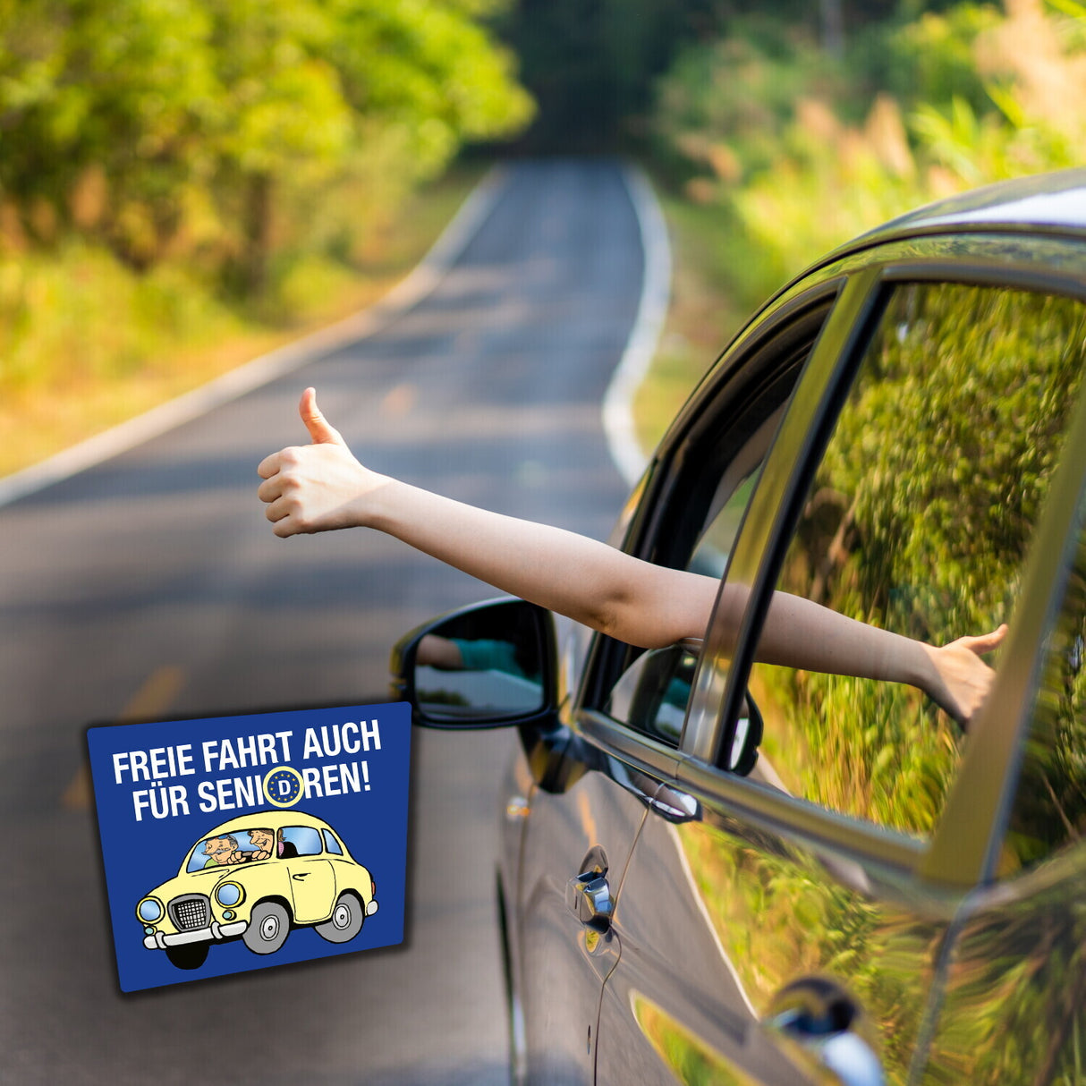 Freie Fahrt auch für Senioren Magnet-Set mit Oldtimer Motiv