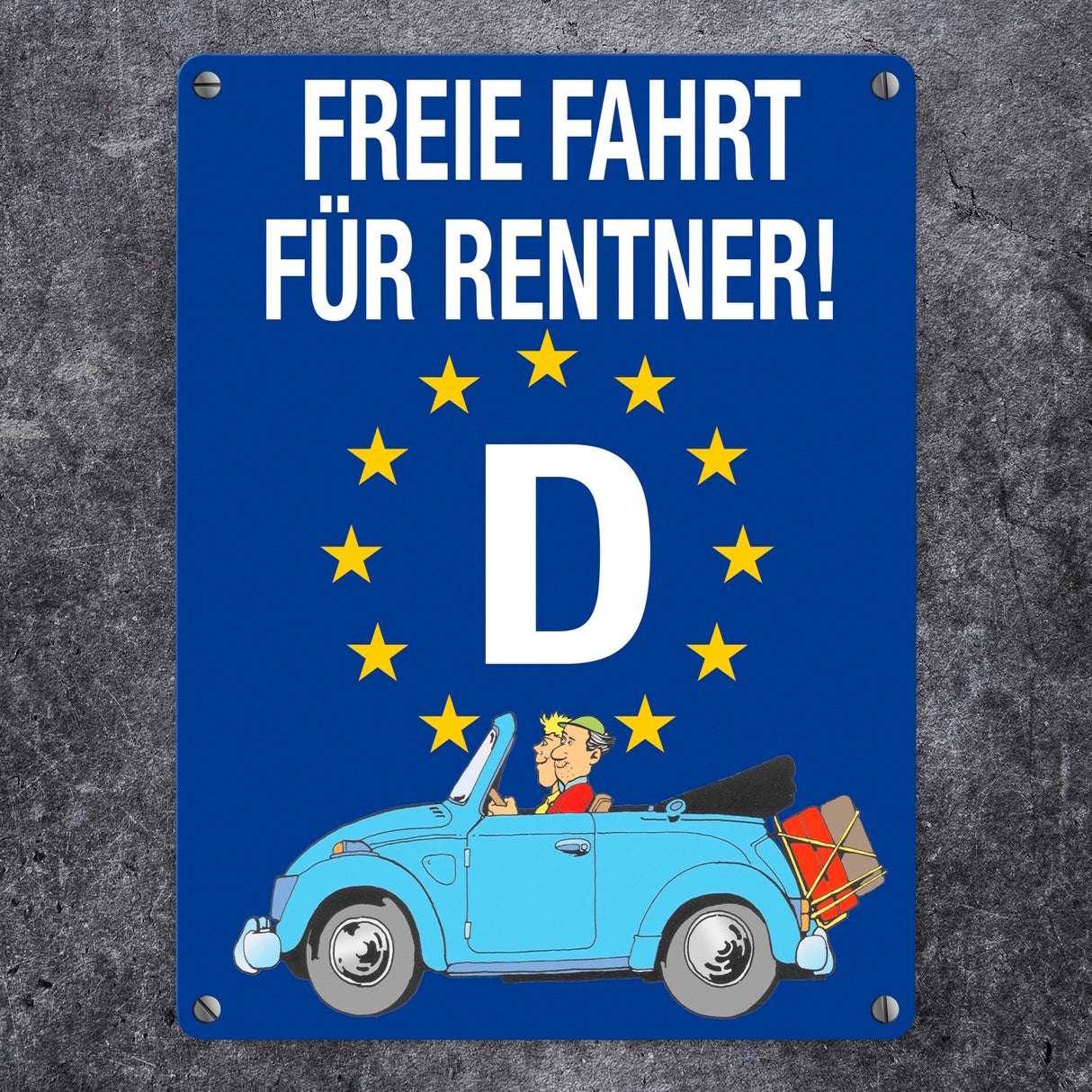 Freie Fahrt für Rentner Metallschild mit Oldtimer Motiv
