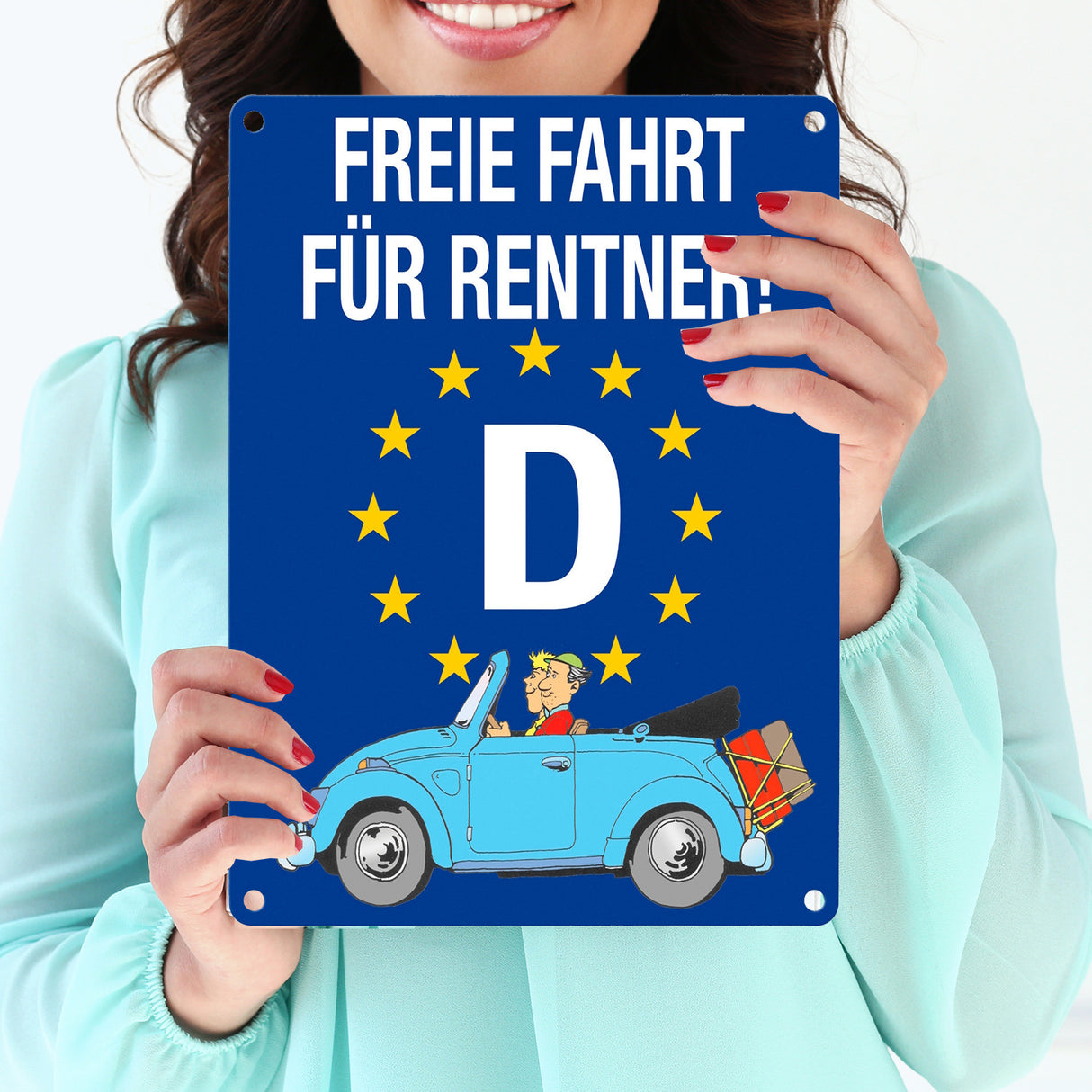 Freie Fahrt für Rentner Metallschild mit Oldtimer Motiv