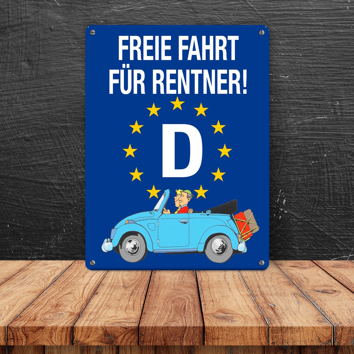 Freie Fahrt für Rentner Metallschild mit Oldtimer Motiv