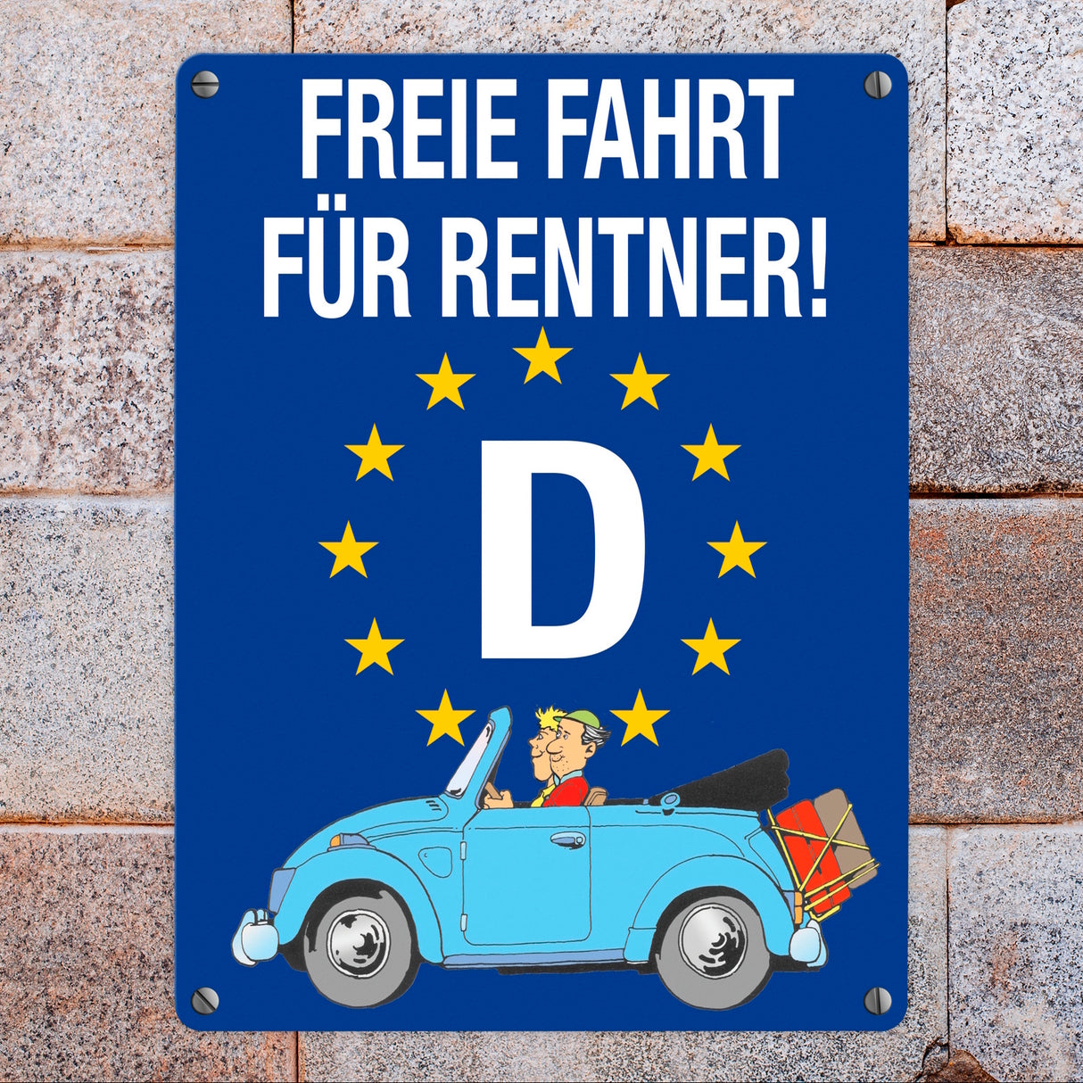 Freie Fahrt für Rentner Metallschild mit Oldtimer Motiv