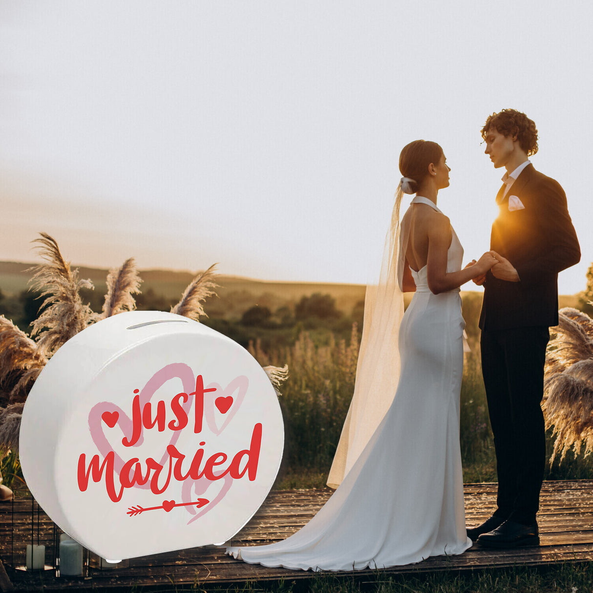Just married Hochzeit Spardose mit Spruch