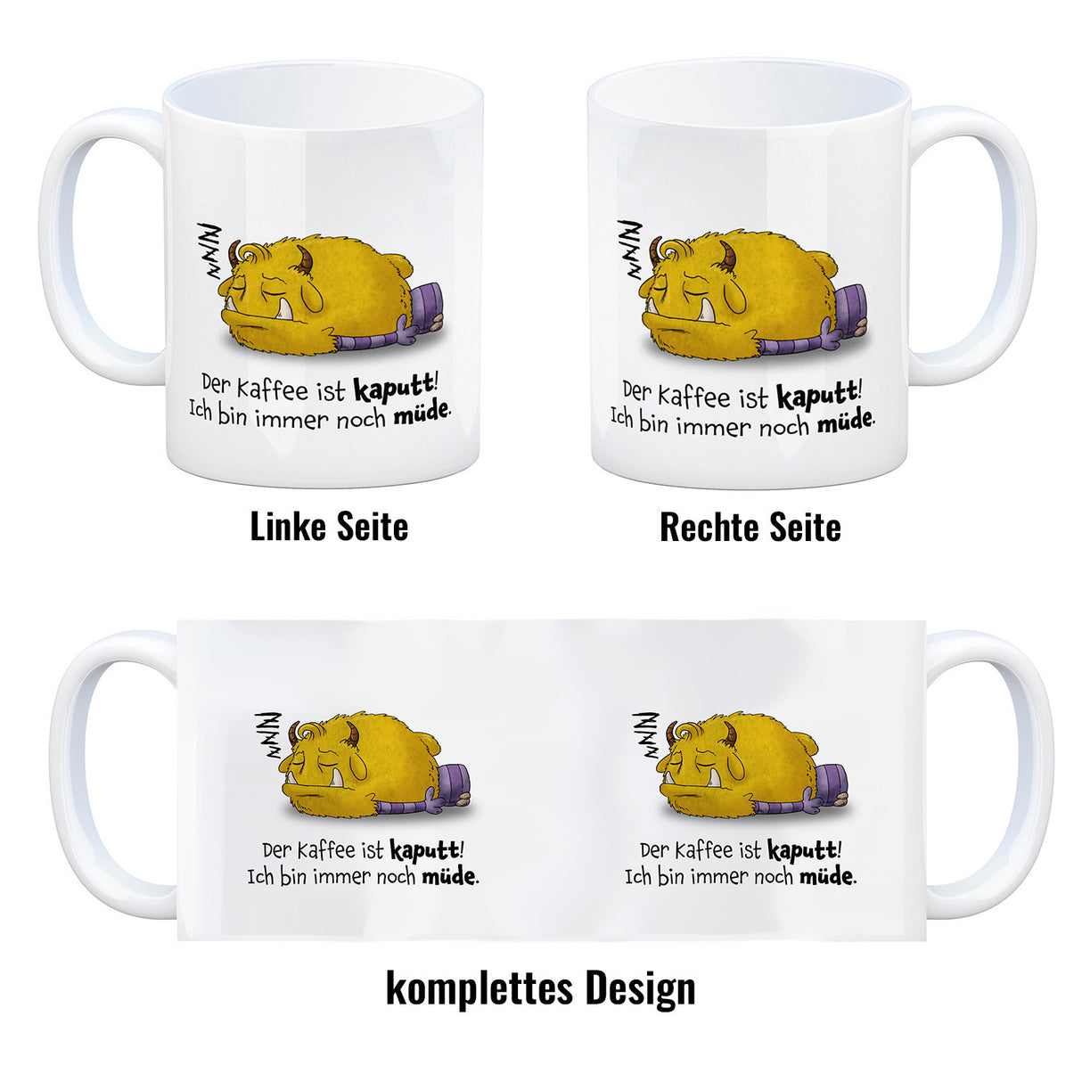 Freches Monster Kaffeebecher mit lustigem Spruch