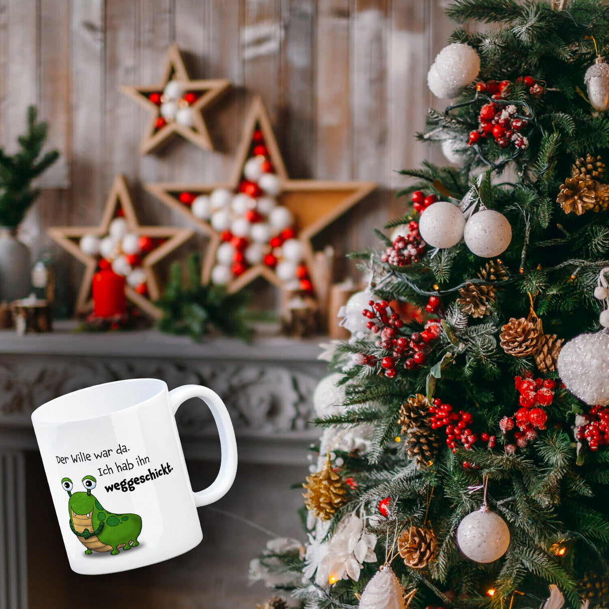 Freches Monster Kaffeebecher mit lustigem Spruch