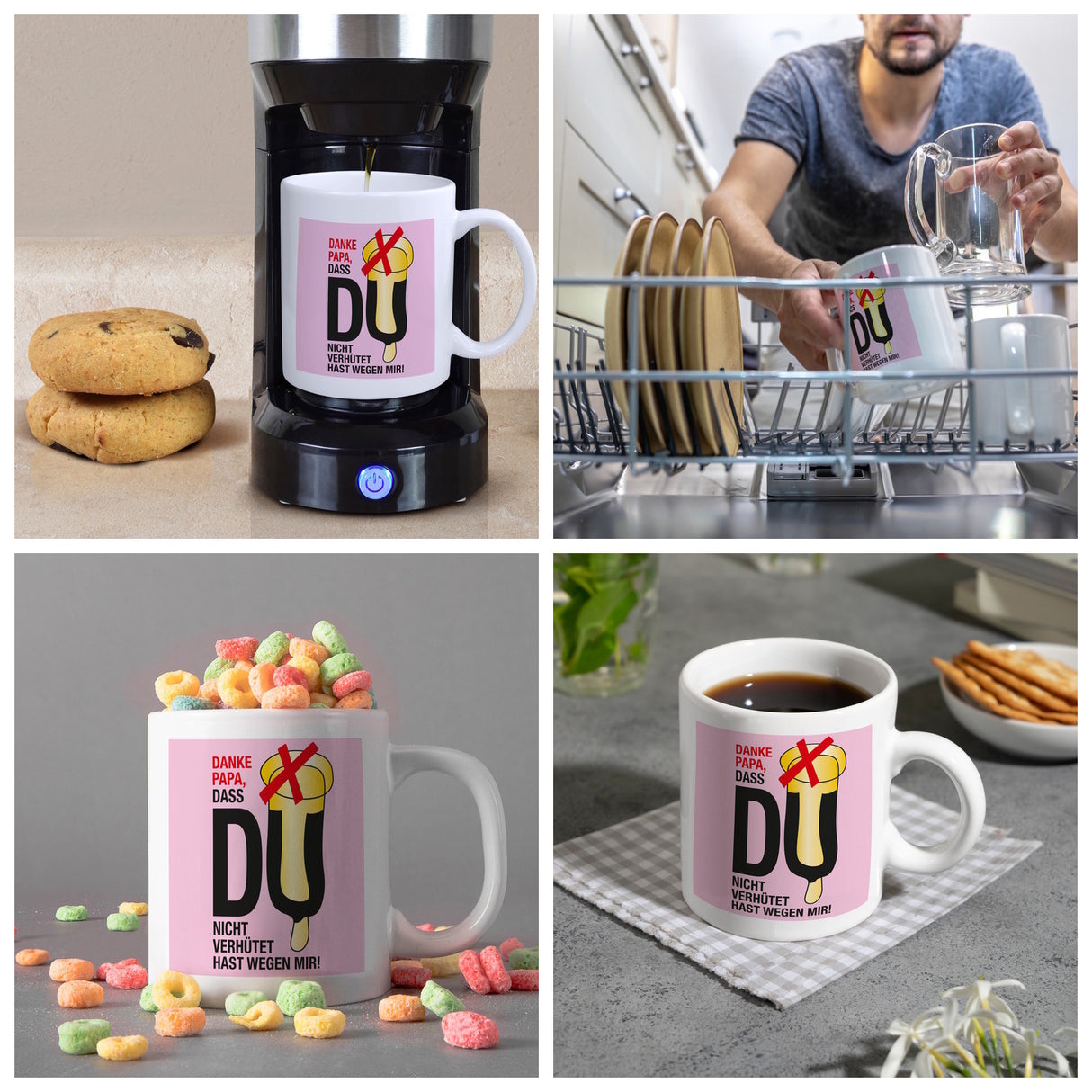 Danke Papa dass du nicht verhütet hast Kaffeebecher in rosa