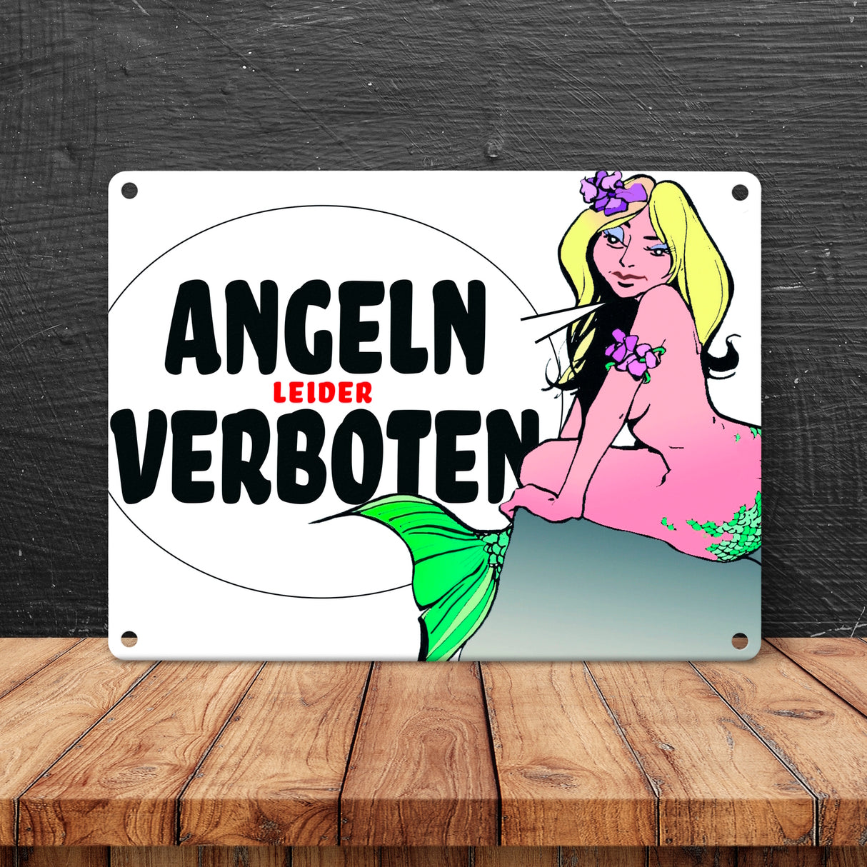Angeln leider verboten Metallschild