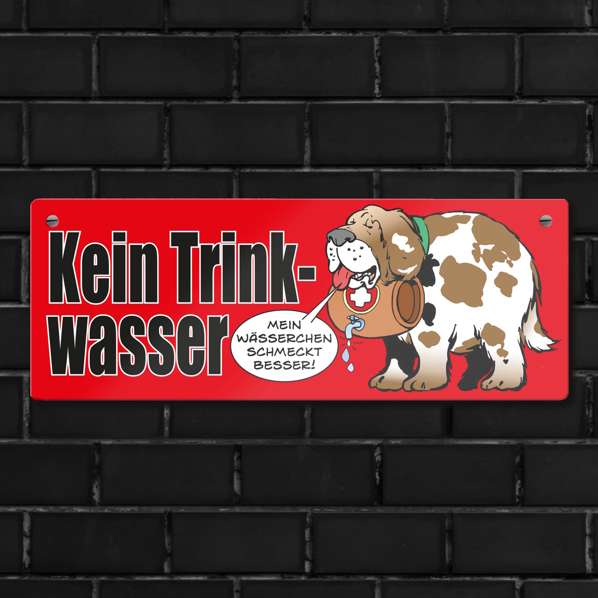 Kein Trinkwasser Metallschild mit Schweizer Alpenhund