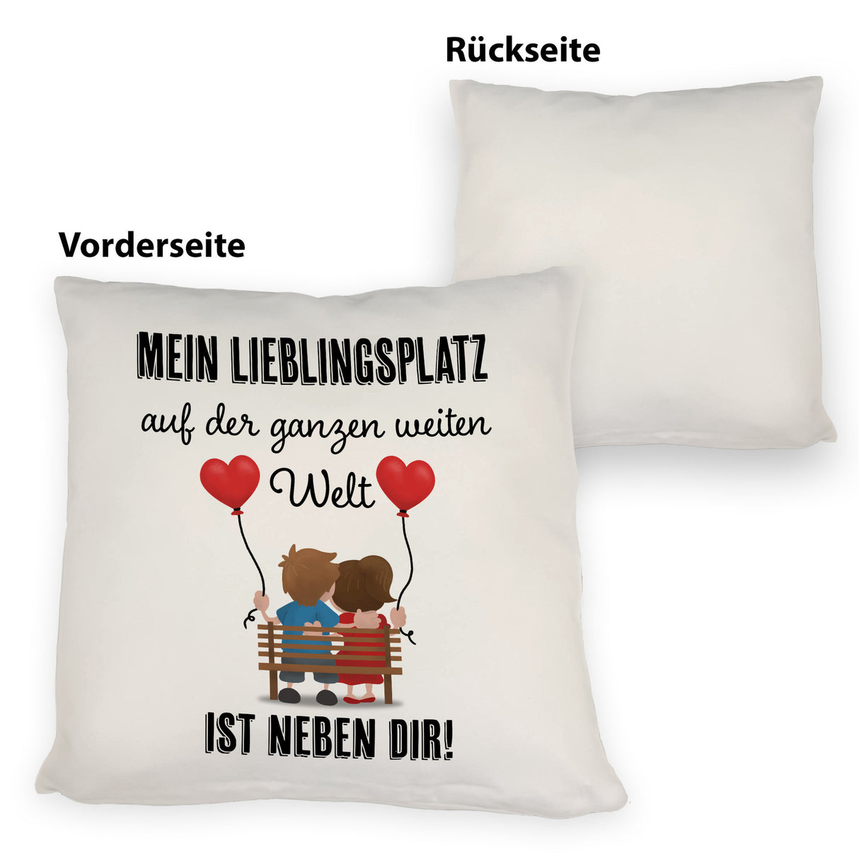 Liebespaar mit Herzballons Kissen mit Spruch