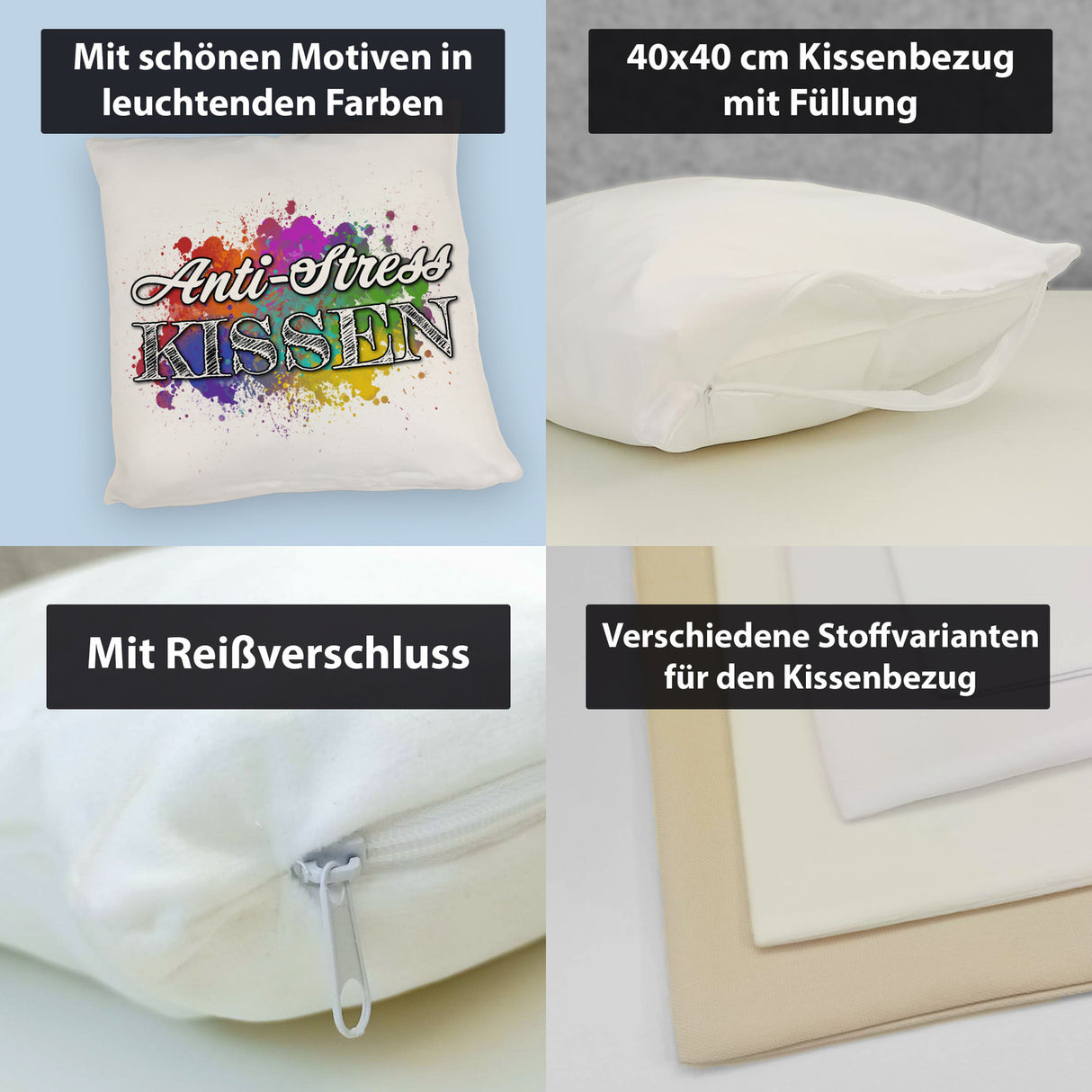 Anti-Stress Kissen - Dekoratives Kissen mit Farbflecken Motiv