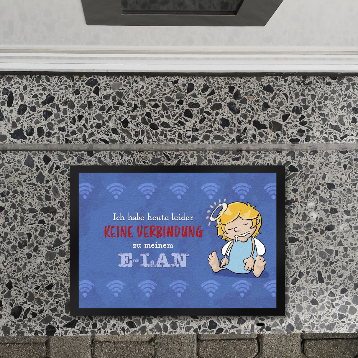 Engel Fußmatte in 35x50 cm mit Spruch - Keine Verbindung zum E-Lan
