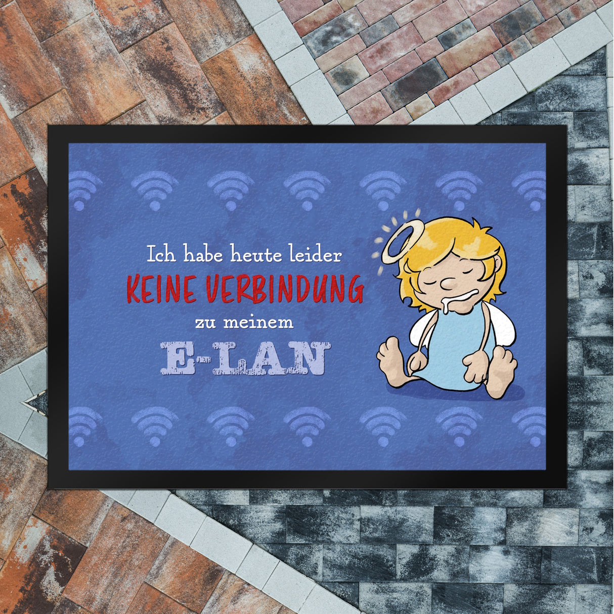 Engel Fußmatte in 35x50 cm mit Spruch - Keine Verbindung zum E-Lan