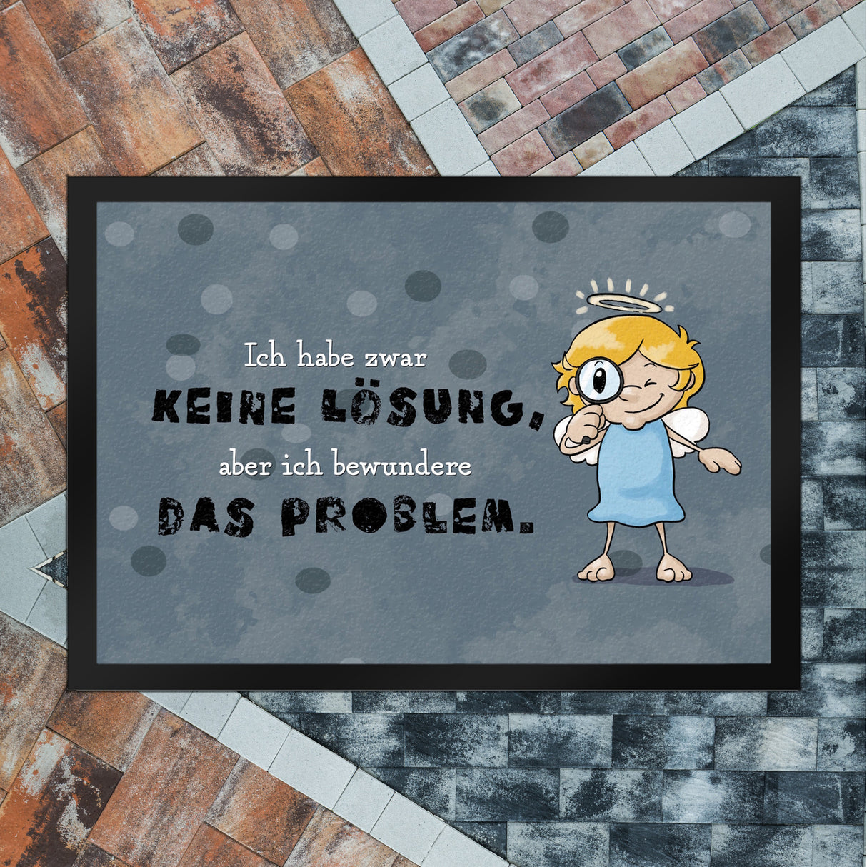 Engel Fußmatte in 35x50 cm mit Spruch - Keine Lösung, aber Bewunderung fürs Problem