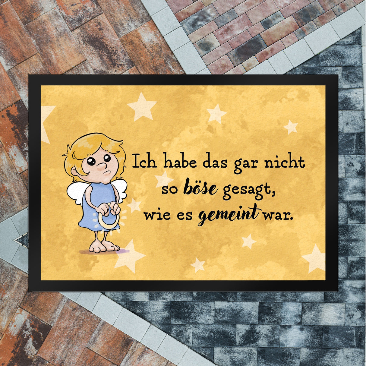 Engel Fußmatte in 35x50 cm mit Spruch - Nicht so böse gesagt, wie gemeint