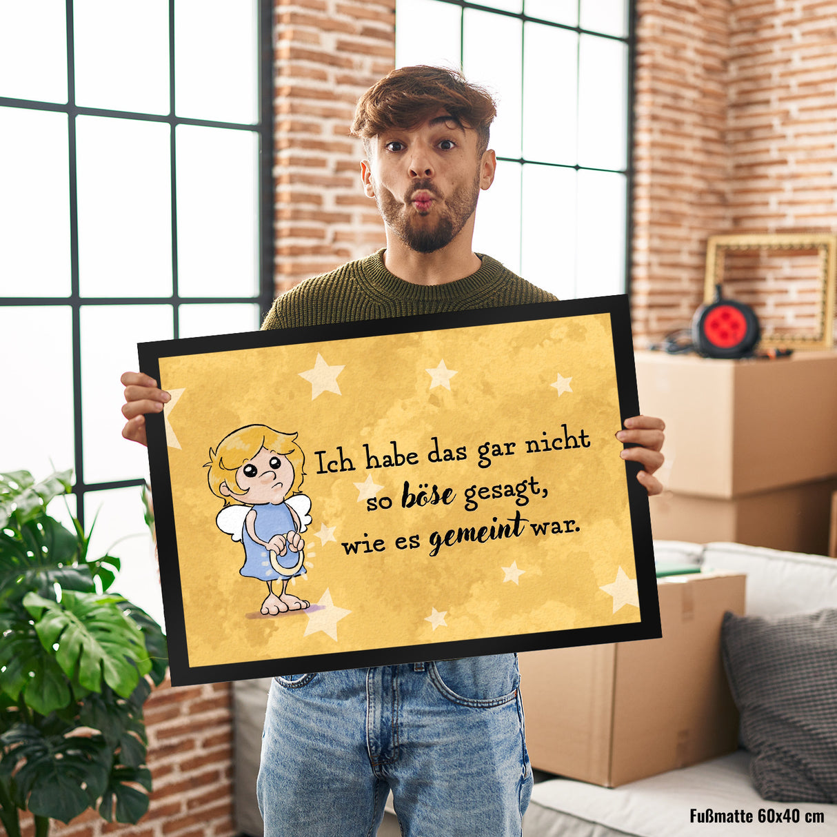 Engel Fußmatte in 35x50 cm mit Spruch - Nicht so böse gesagt, wie gemeint