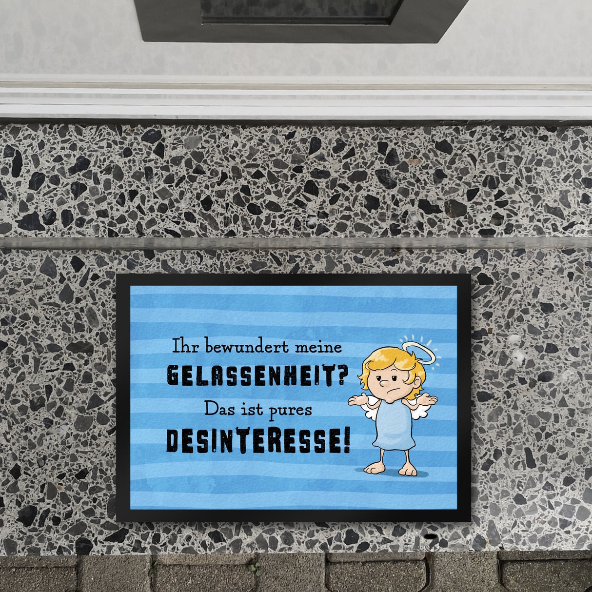 Engel Fußmatte in 35x50 cm mit Spruch - Meine Gelassenheit ist Desinteresse
