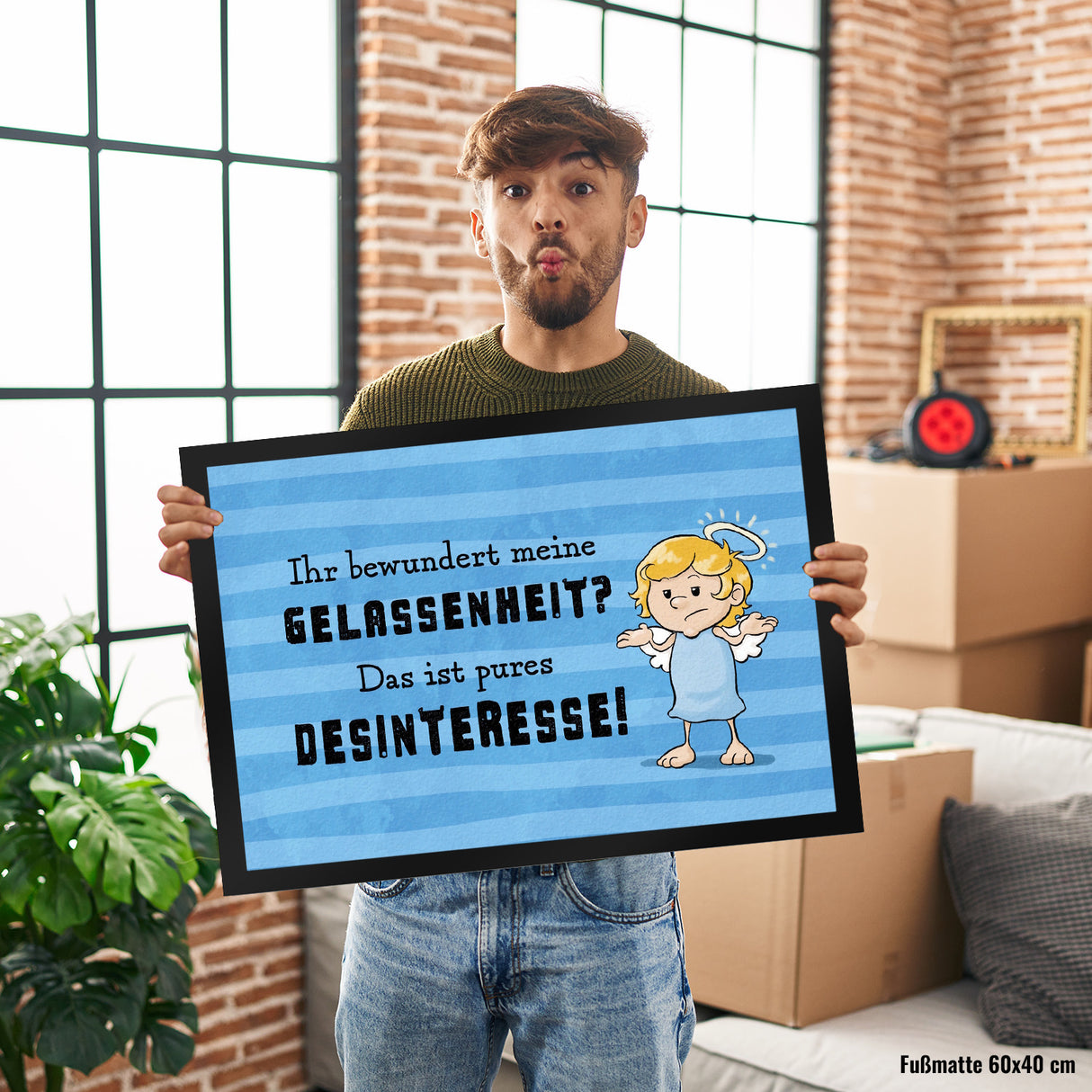 Engel Fußmatte in 35x50 cm mit Spruch - Meine Gelassenheit ist Desinteresse