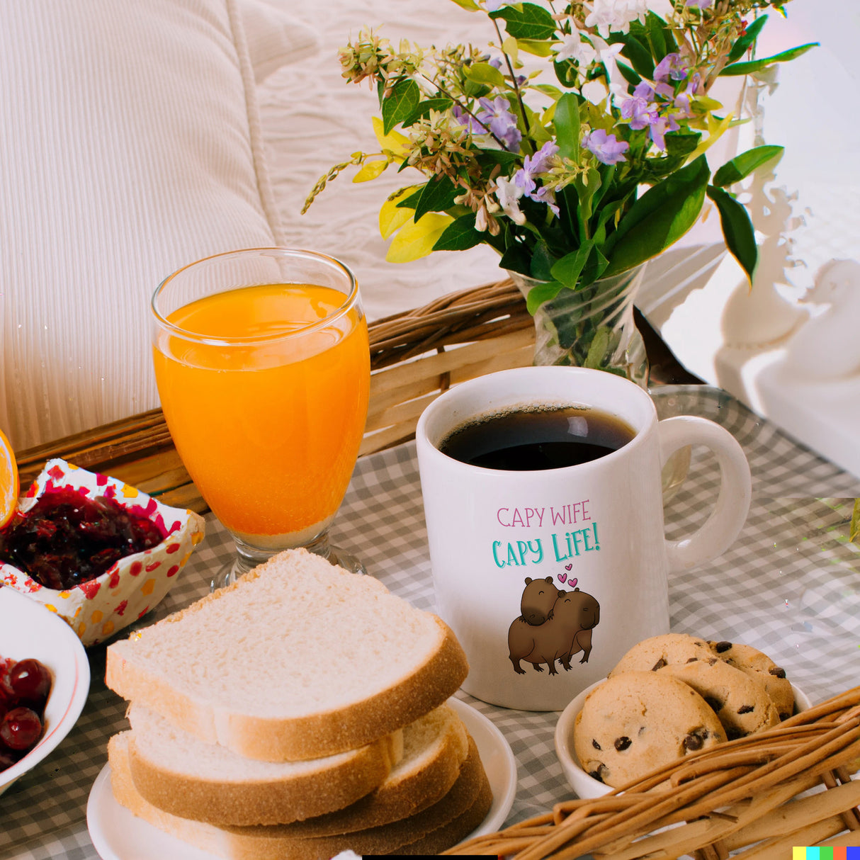 Capy wife capy life Kaffeebecher mit zwei verliebten Capybaras