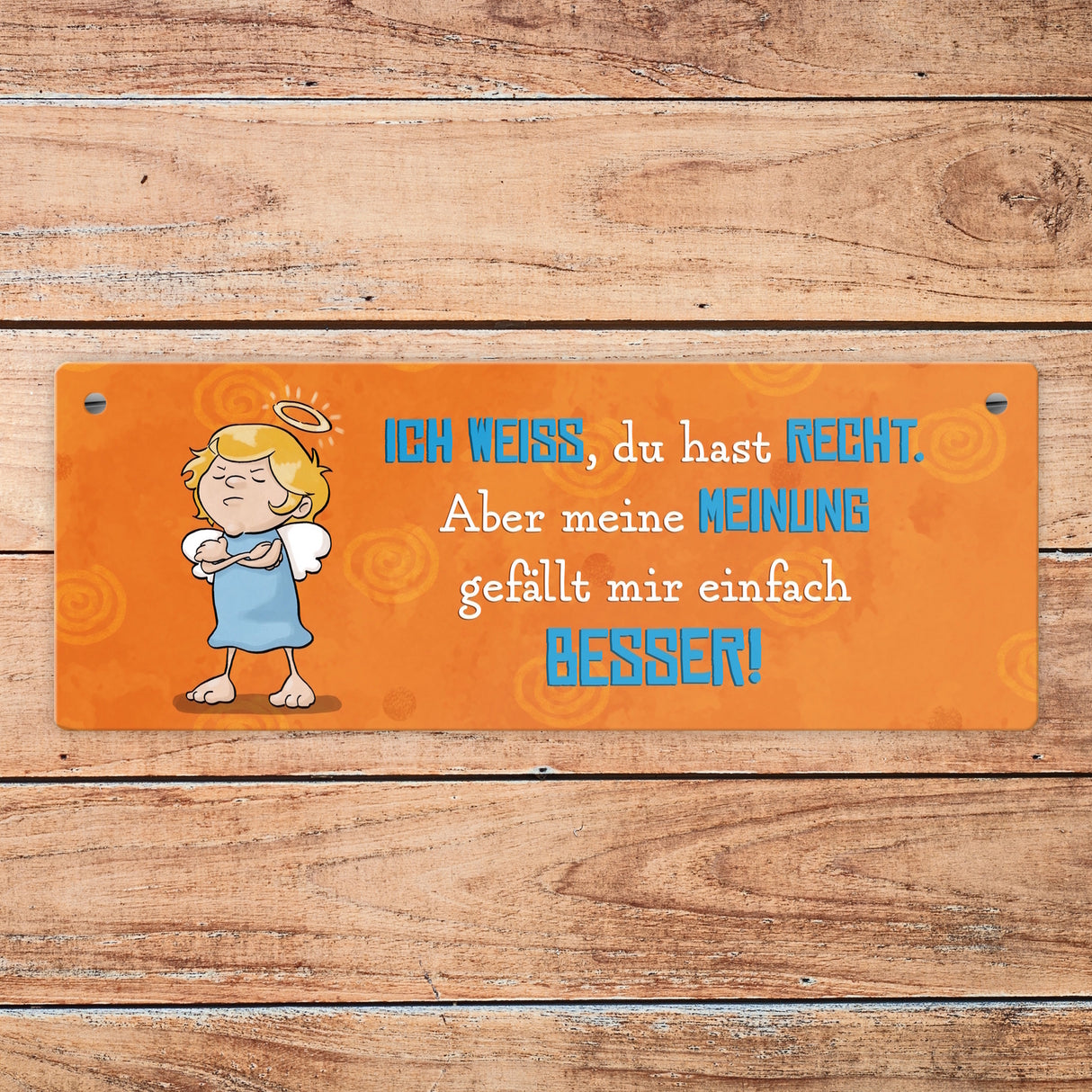 Engel Metallschild mit Spruch - Du hast Recht aber meine Meinung ist besser