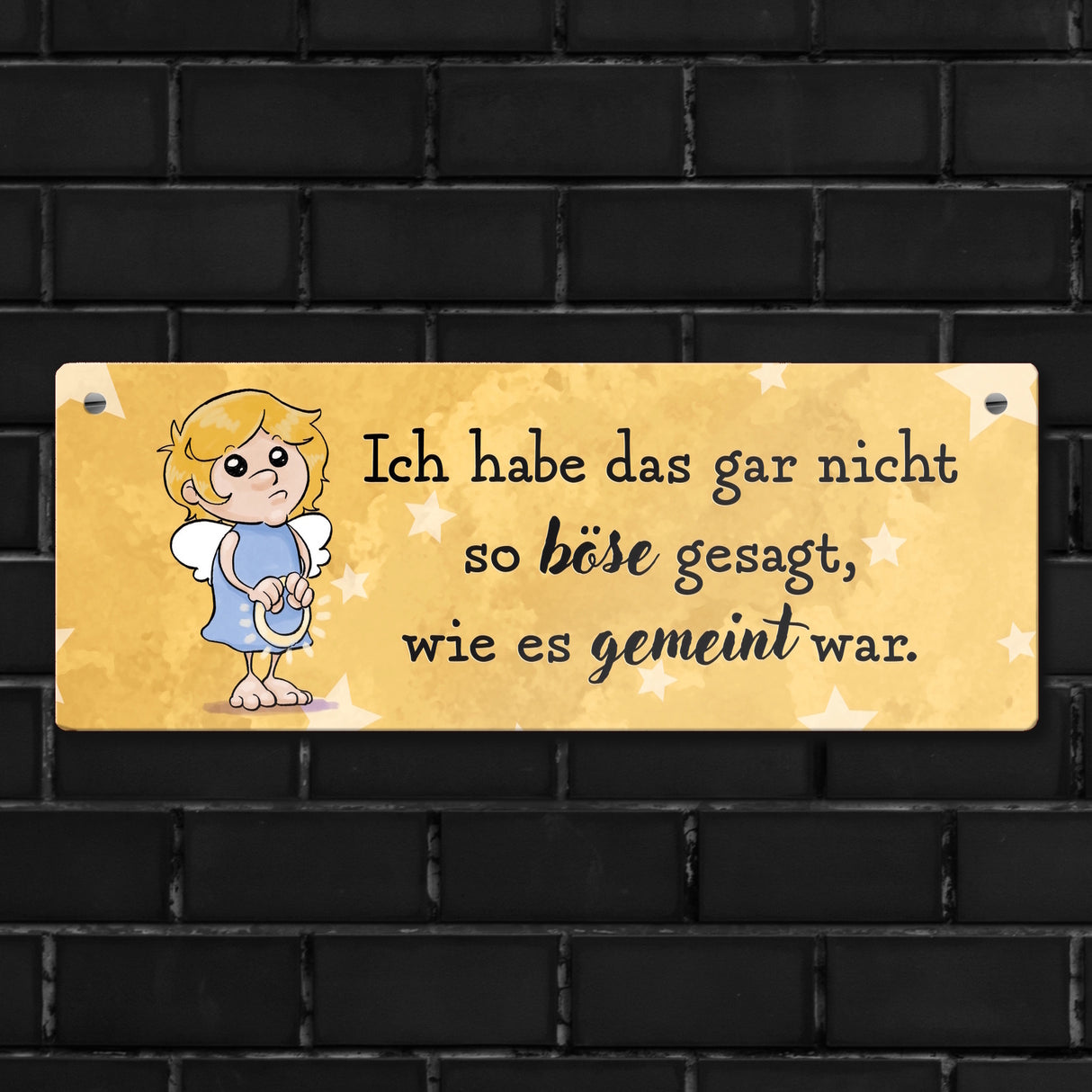 Engel Metallschild mit Spruch - Nicht so böse gesagt, wie gemeint