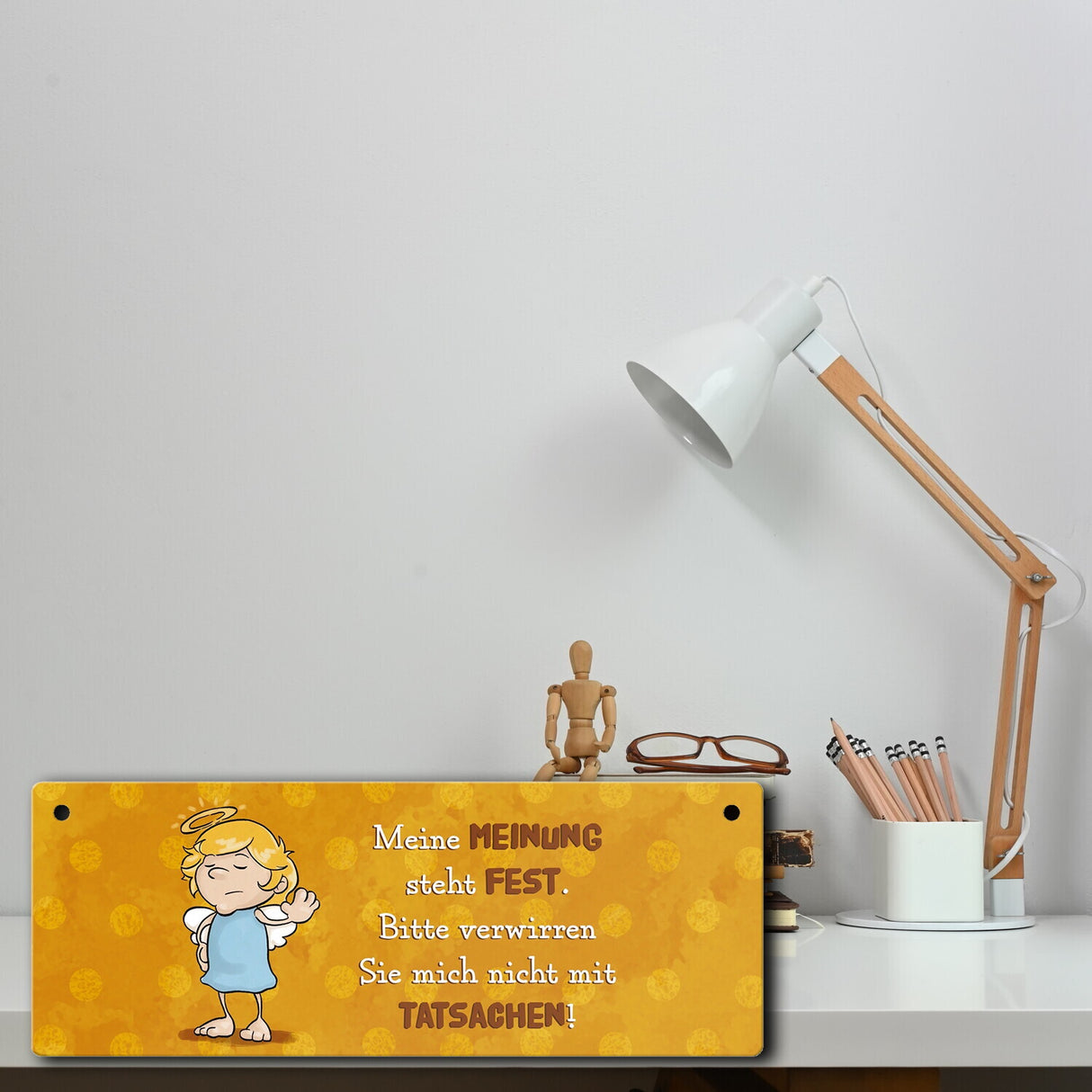 Engel Metallschild mit Spruch - Verwirre mich nicht mit Tatsachen in meiner Meinung