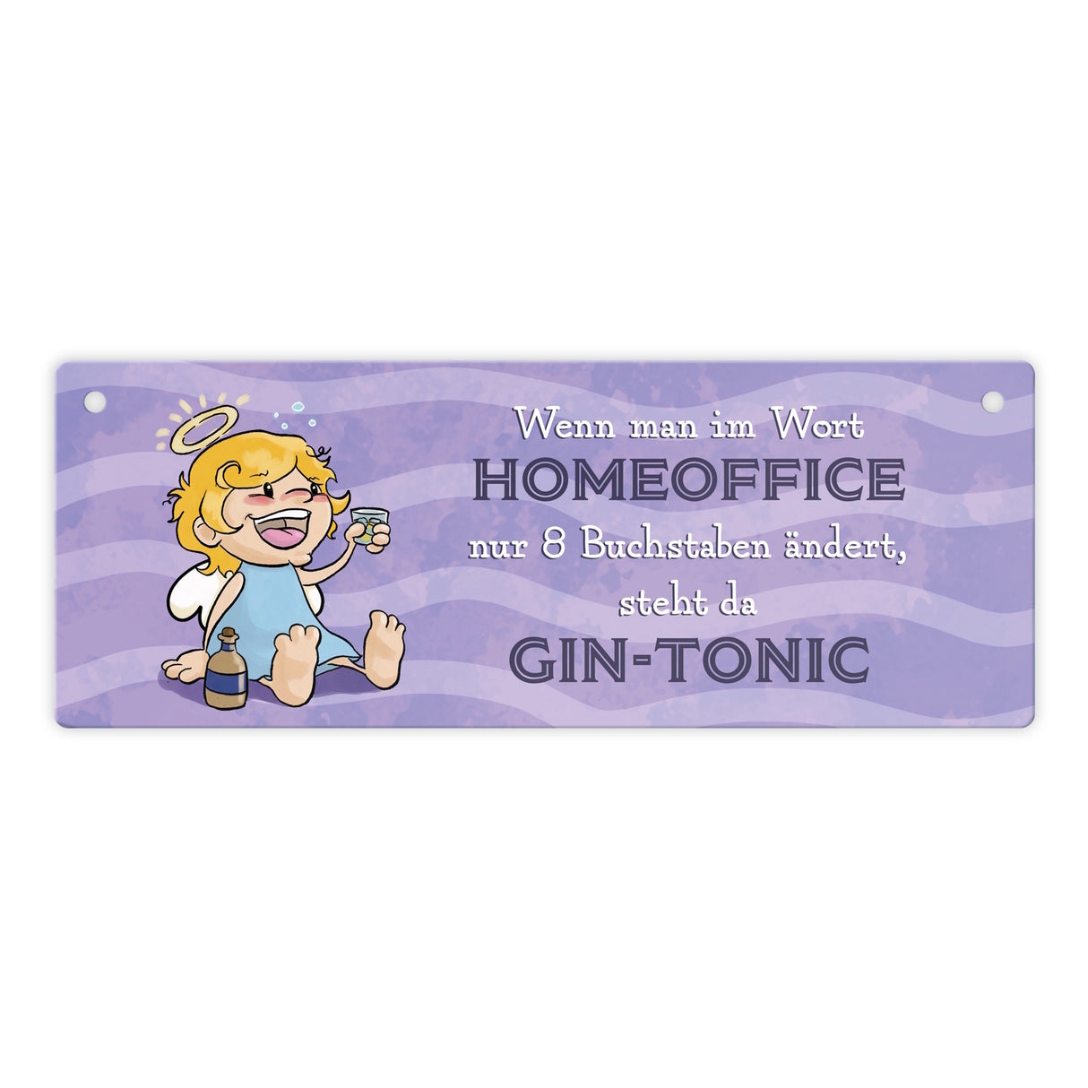 Engel Metallschild mit Spruch - Homeoffice klingt ähnlich wie Gin-Tonic