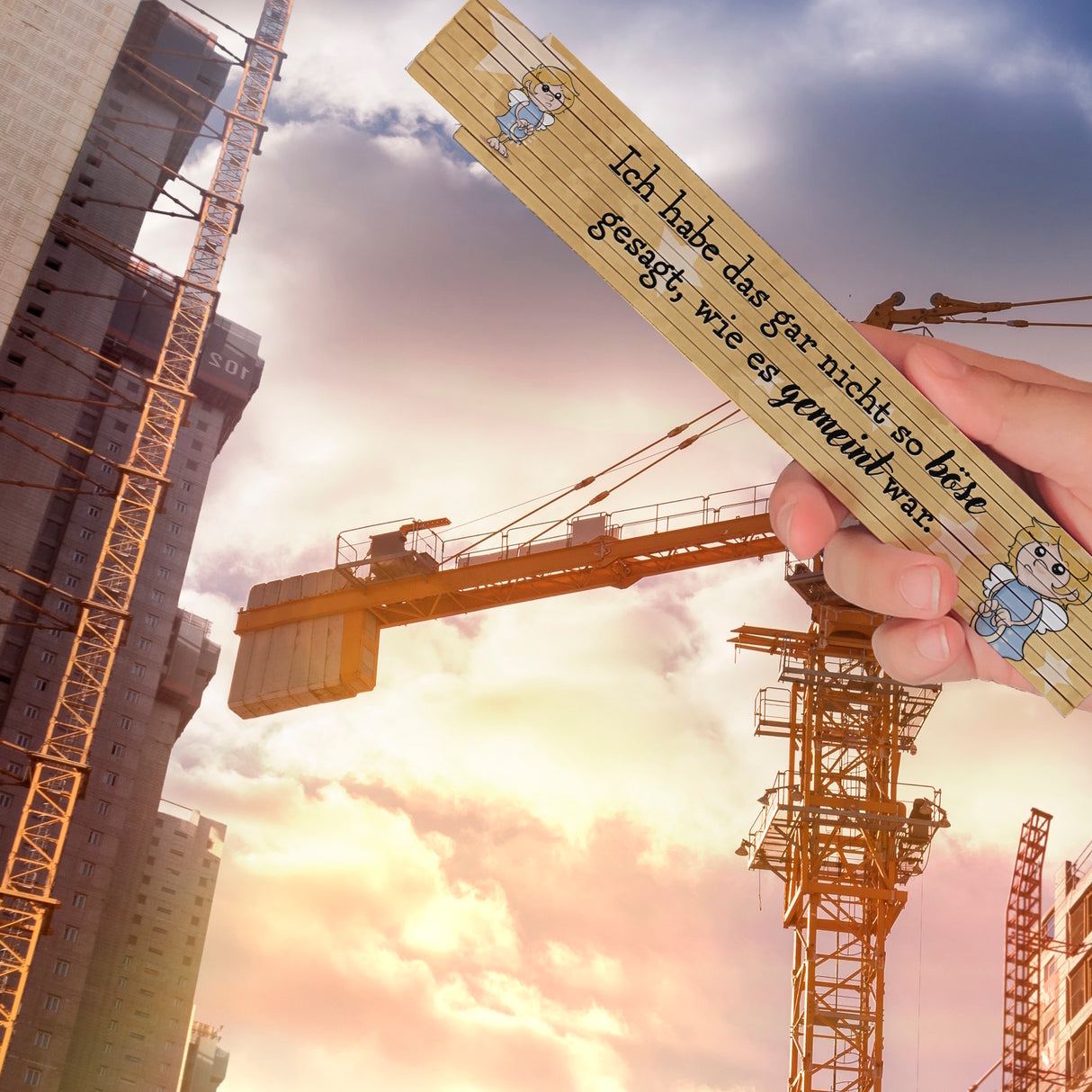 Engel Meterstab aus Holz mit Spruch - Nicht so böse gesagt, wie gemeint