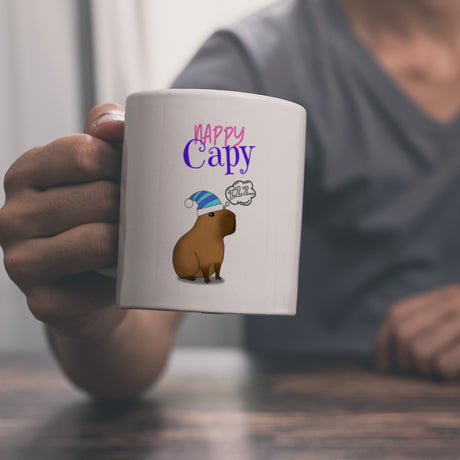 Nappy Capy Kaffeebecher mit müdem Capybara