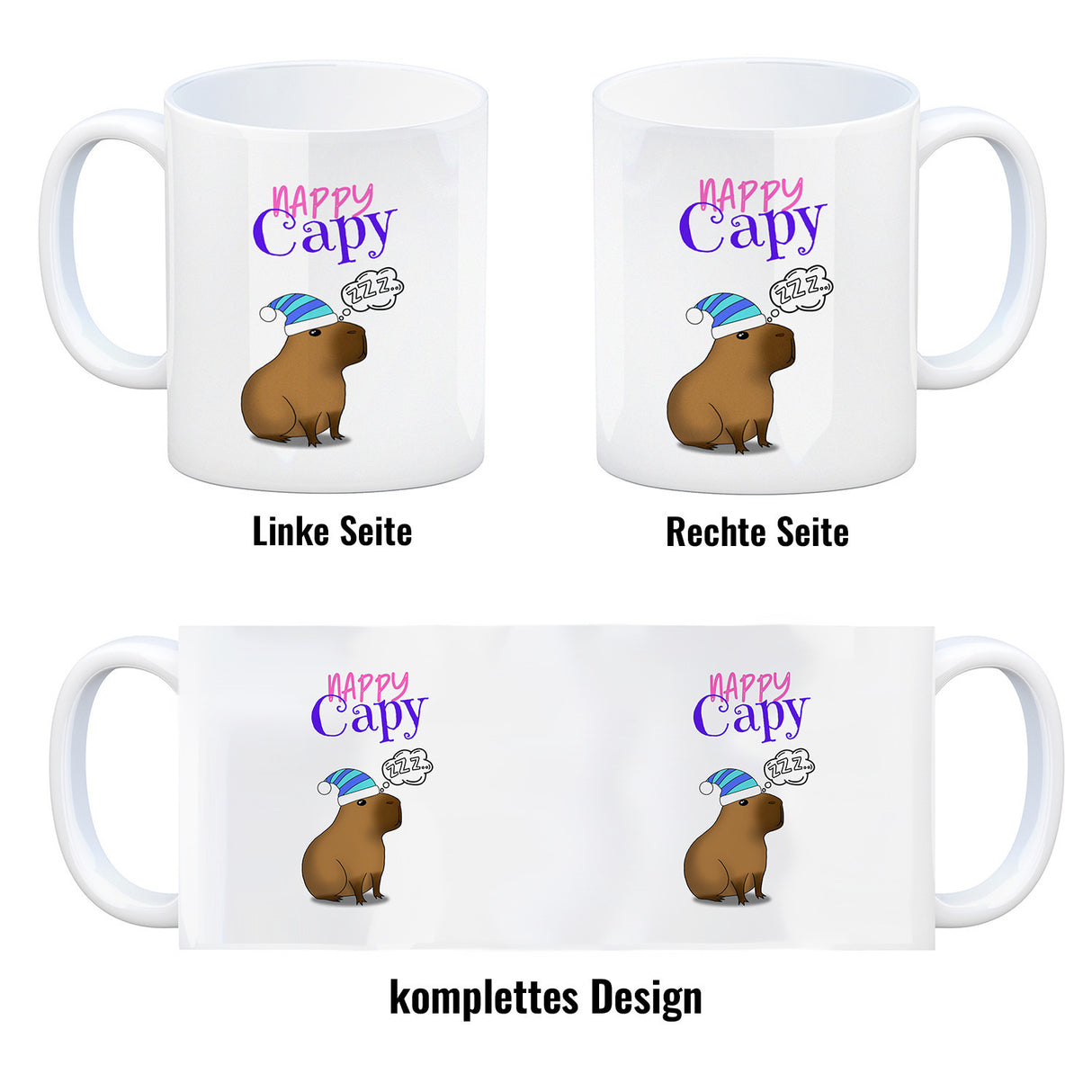 Nappy Capy Kaffeebecher mit müdem Capybara