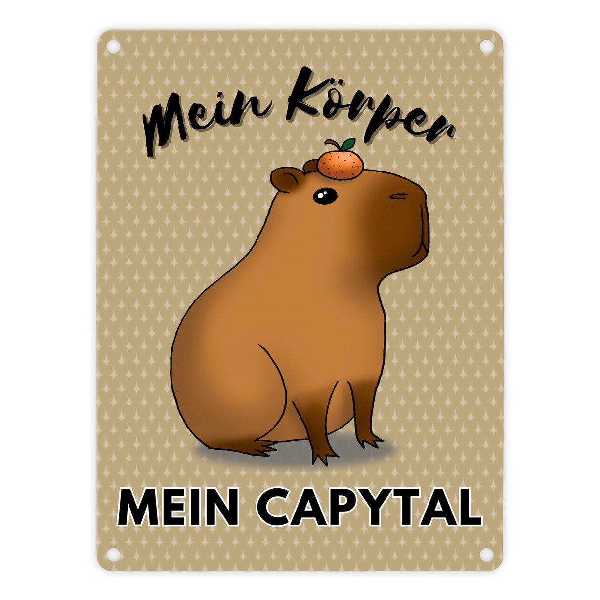 Mein Körper mein Capytal Metallschild in 15x20 cm mit niedlichem Capybara