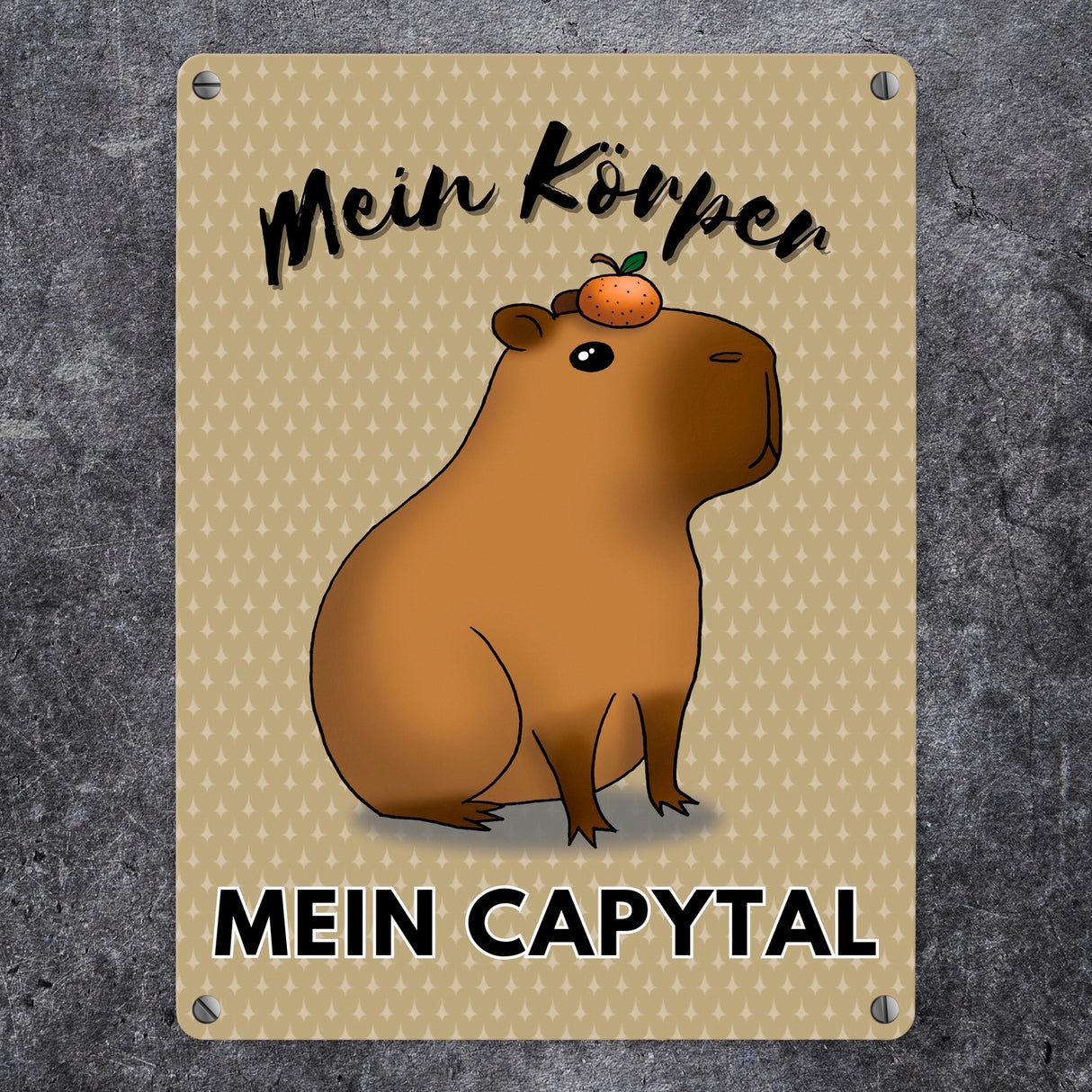 Mein Körper mein Capytal Metallschild in 15x20 cm mit niedlichem Capybara