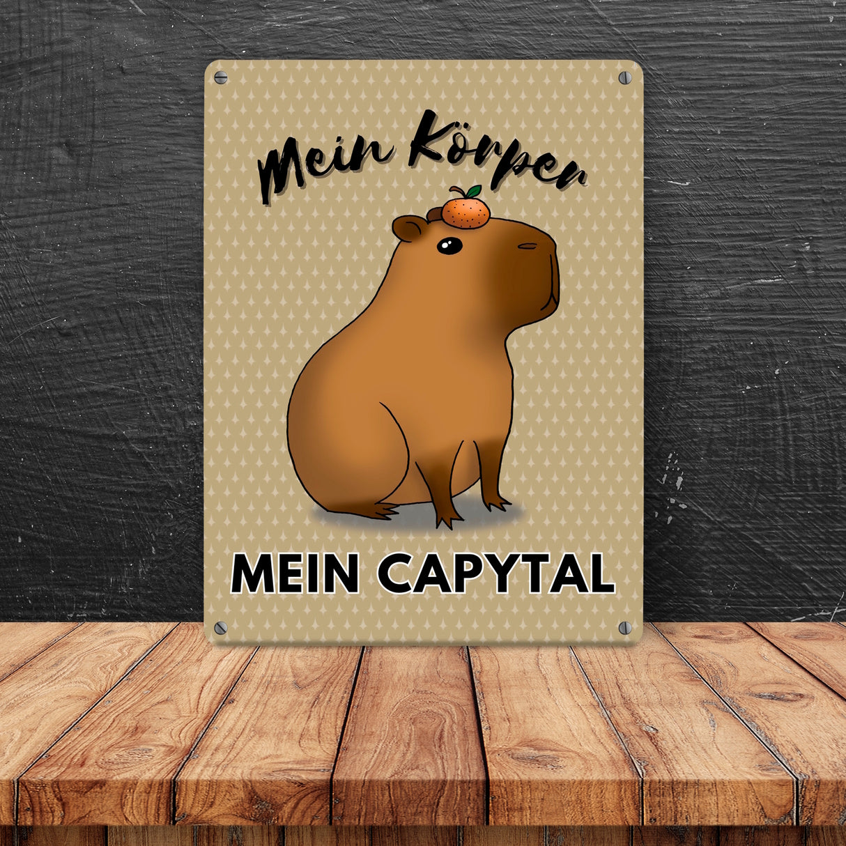 Mein Körper mein Capytal Metallschild in 15x20 cm mit niedlichem Capybara