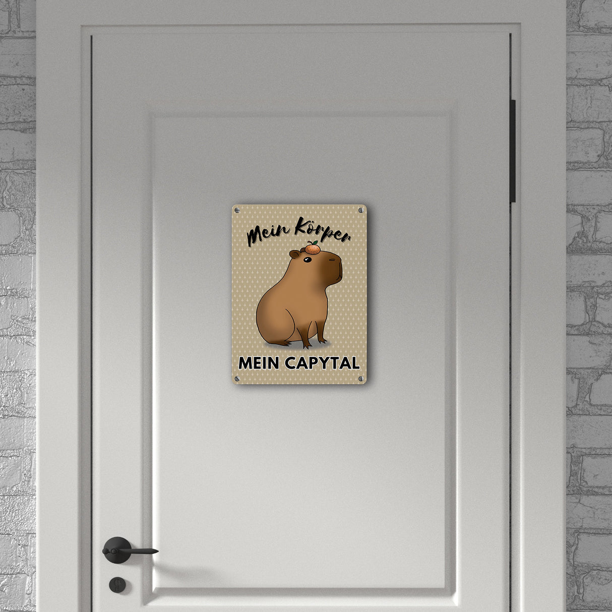 Mein Körper mein Capytal Metallschild in 15x20 cm mit niedlichem Capybara