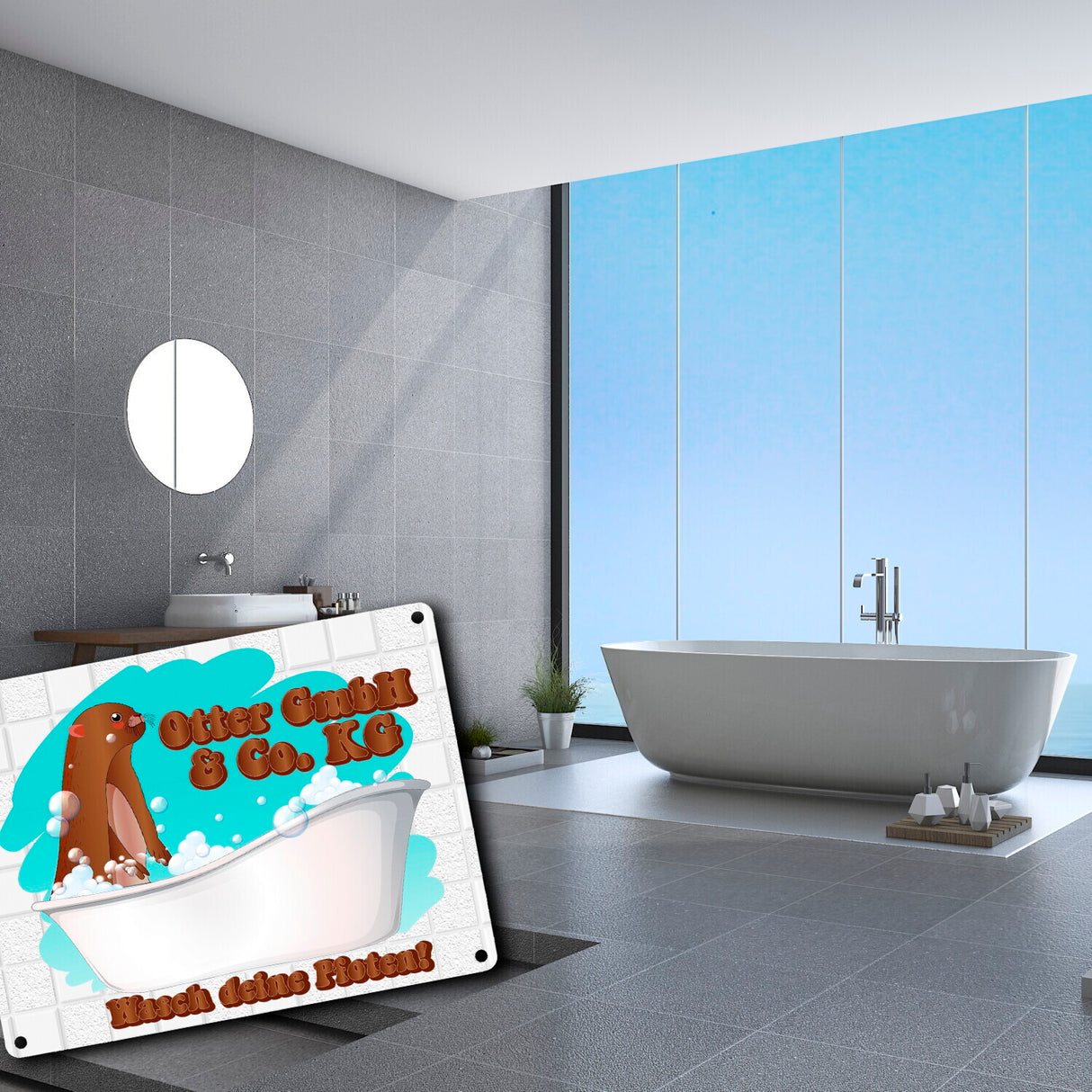 Otter GmbH Metallschild in 15x20 cm mit Spruch Wasch deine Pfoten