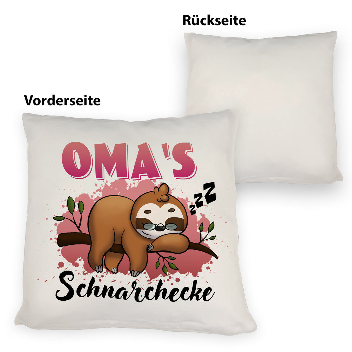 Faultier Kissen mit Spruch Oma's Schnarchecke