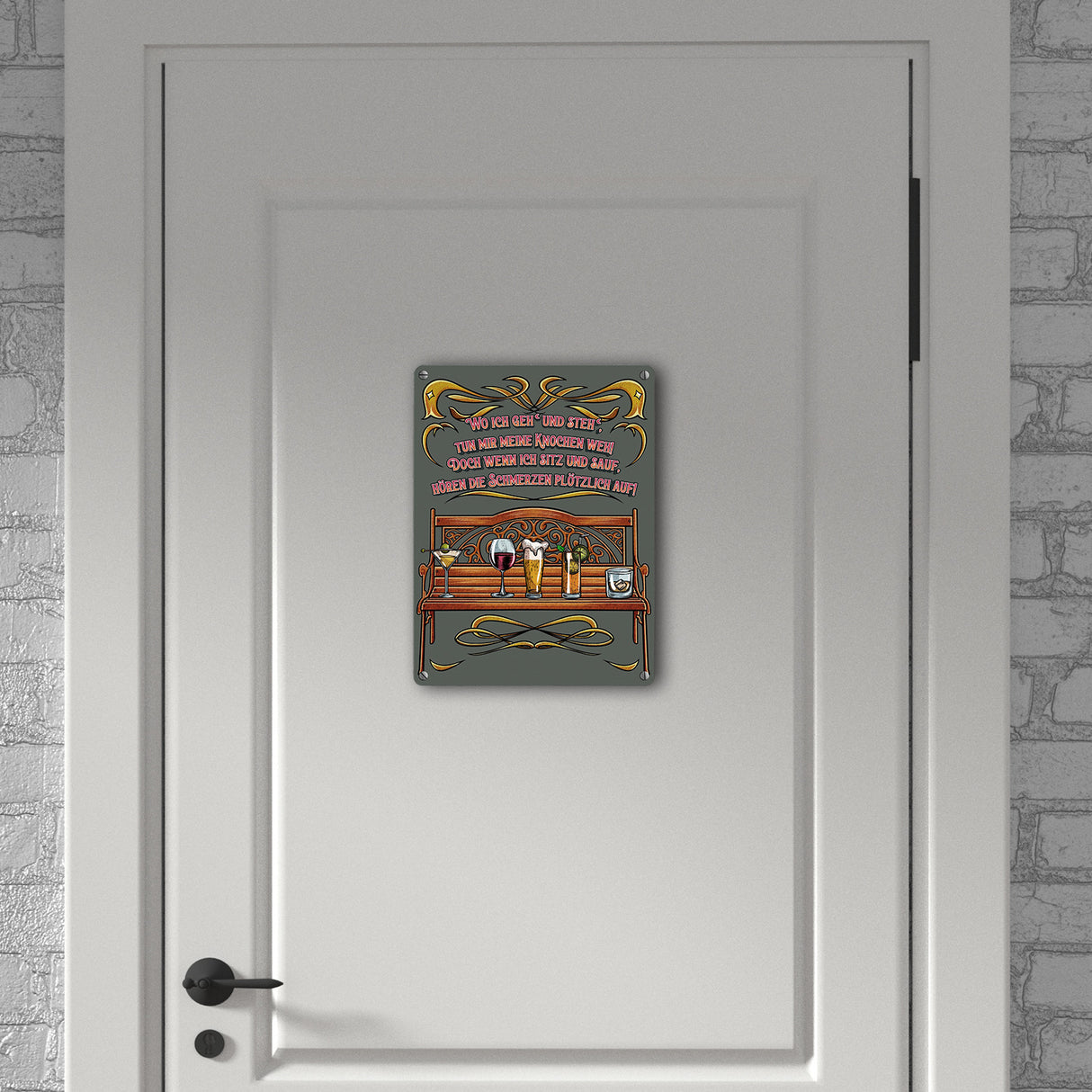 Alkohol ist die beste Medizin Metallschild in 15x20 cm mit Spruch