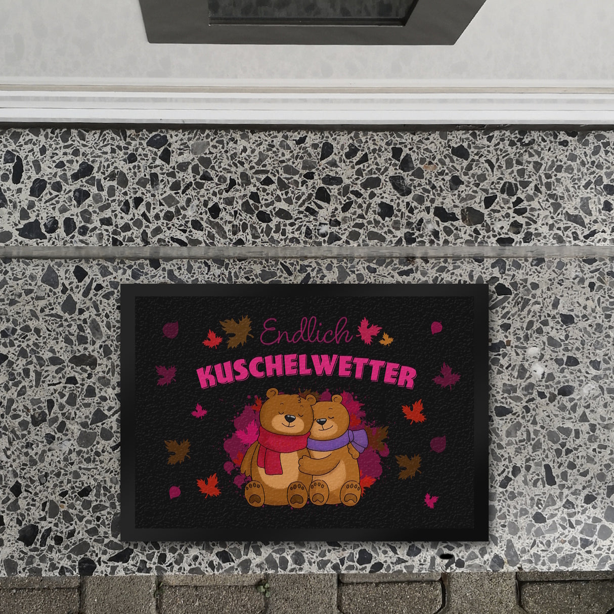 Endlich Kuschelwetter herbstliche Fußmatte in 35x50 cm mit Bärenpaar