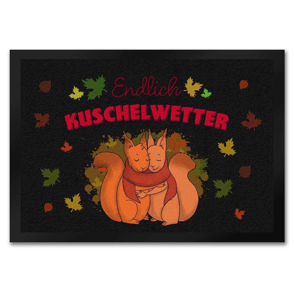 Endlich Kuschelwetter herbstliche Fußmatte in 35x50 cm mit Eichhörnchenpaar