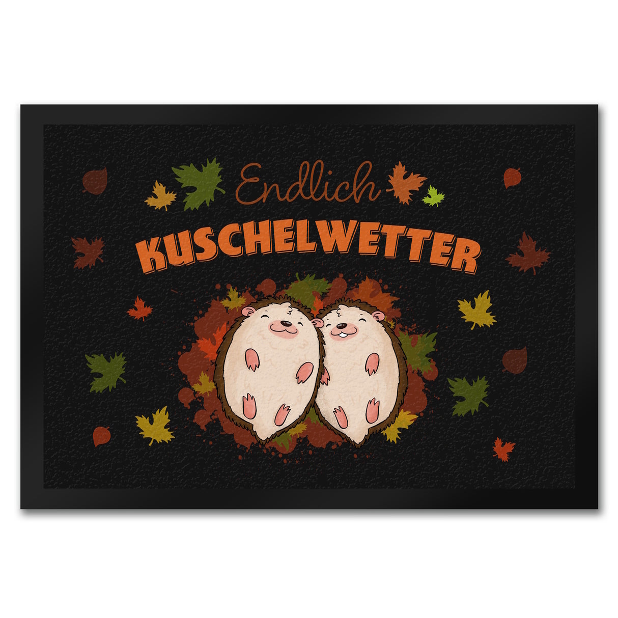 Endlich Kuschelwetter herbstliche Fußmatte in 35x50 cm mit Igelpaar