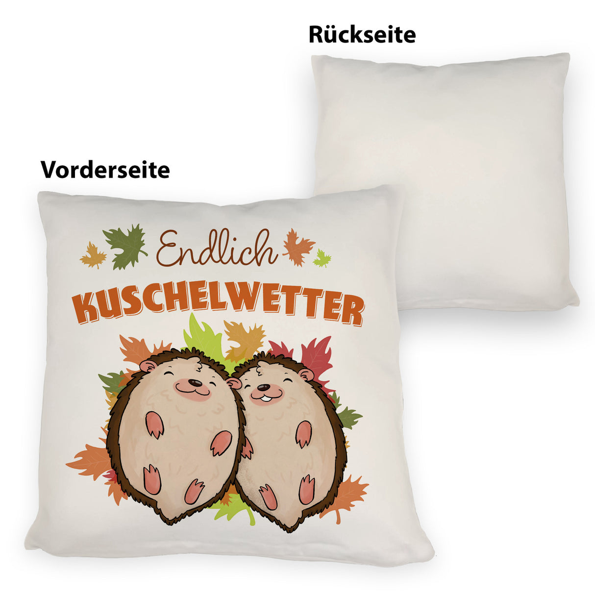 Endlich Kuschelwetter herbstliches Kissen mit Igelpaar