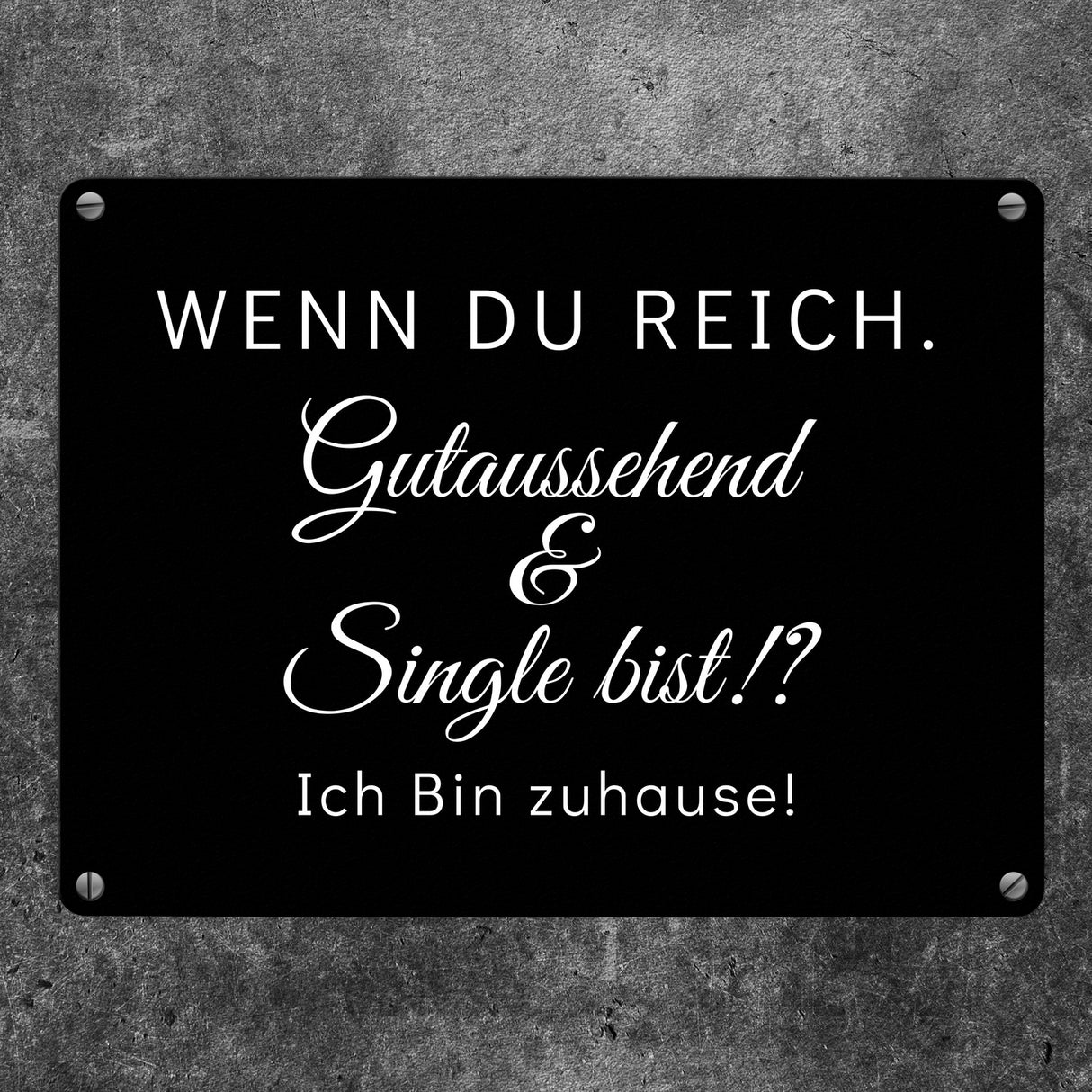 Wenn du reich, gutaussehend und Single bist Metallschild in 15x20 cm